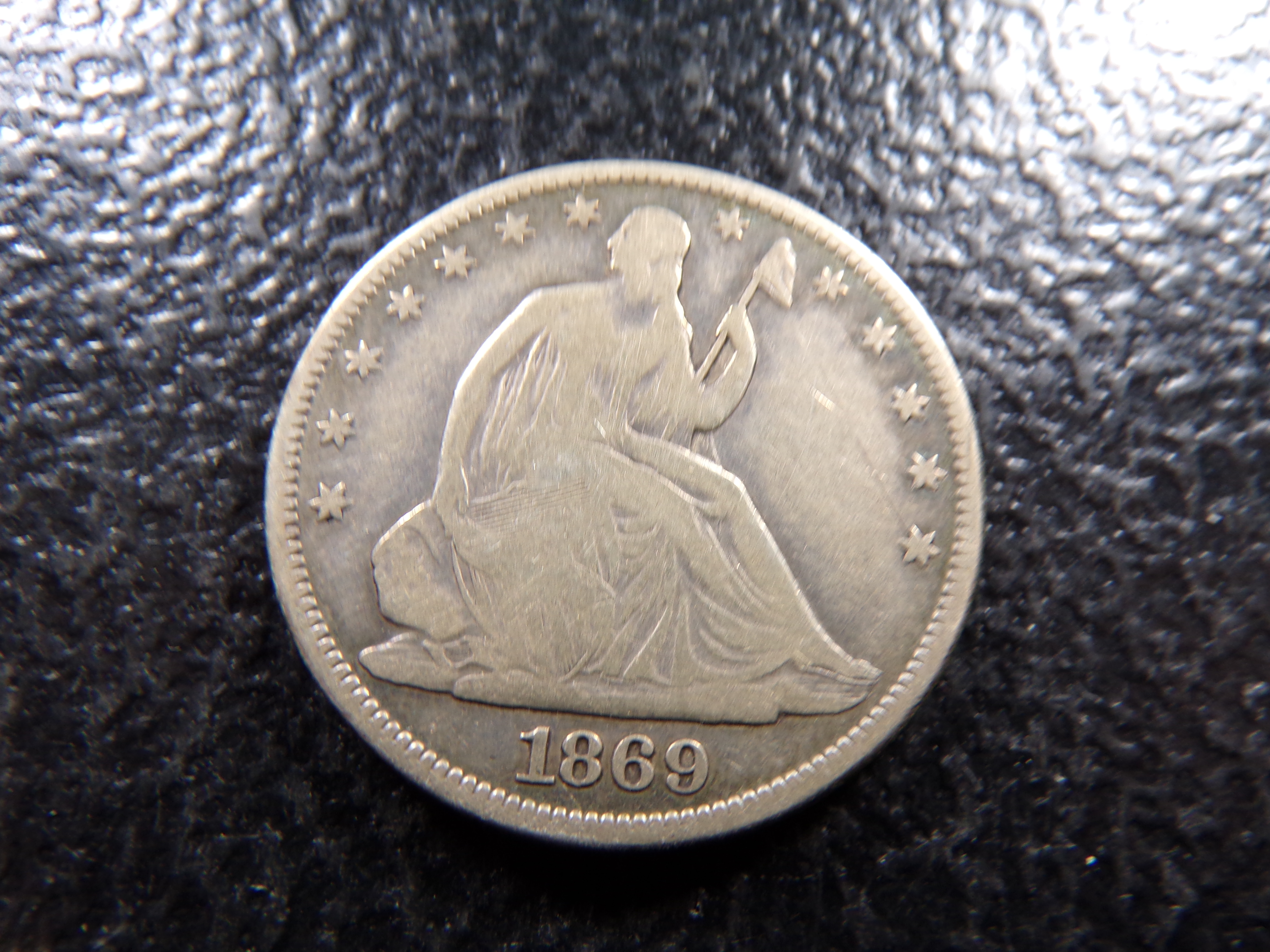 1869 SEATED LIBERTY SILVER HALF DOLLAR