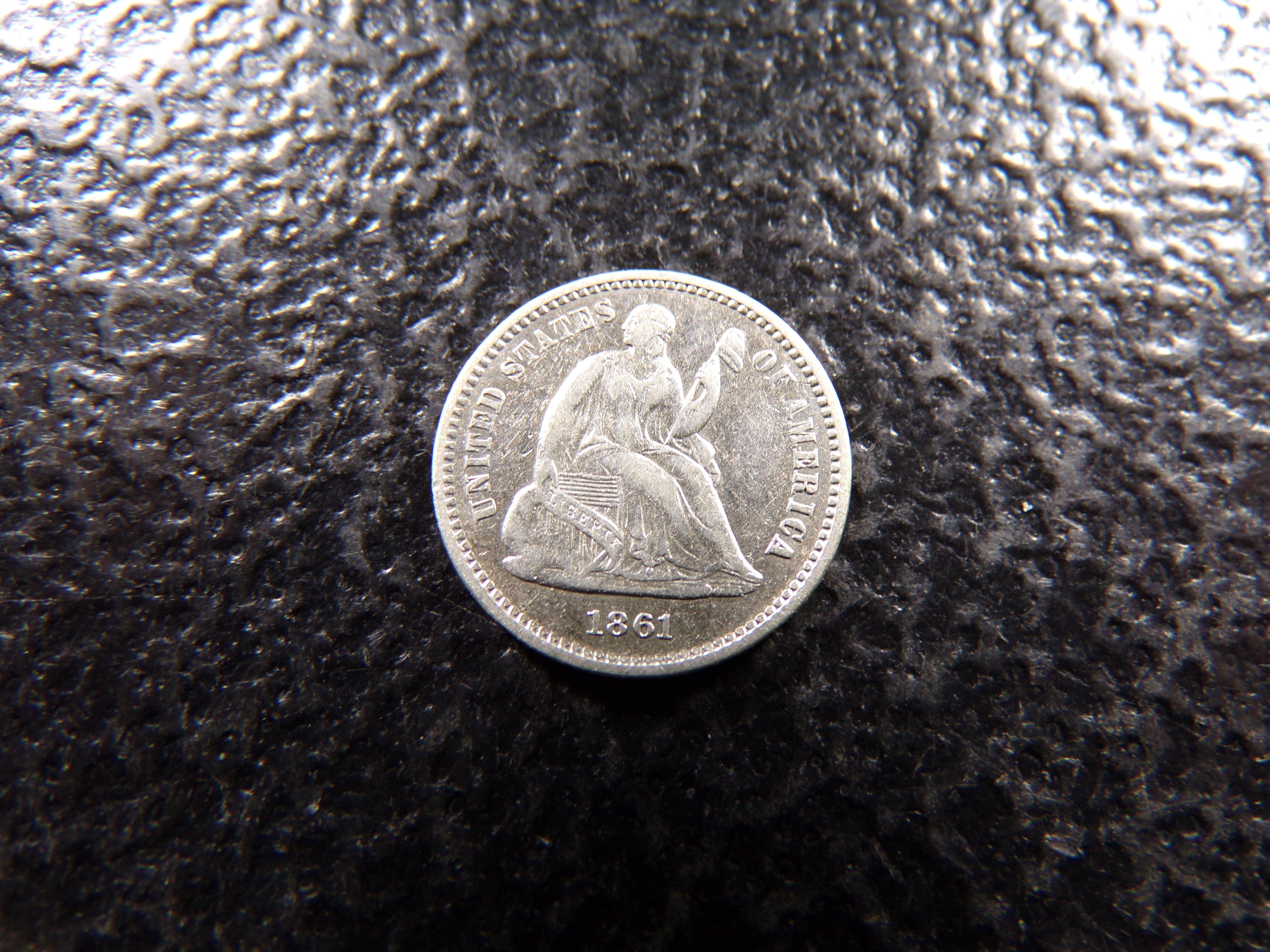 1861 SEATED LIBERTY SILVER HALF DIME