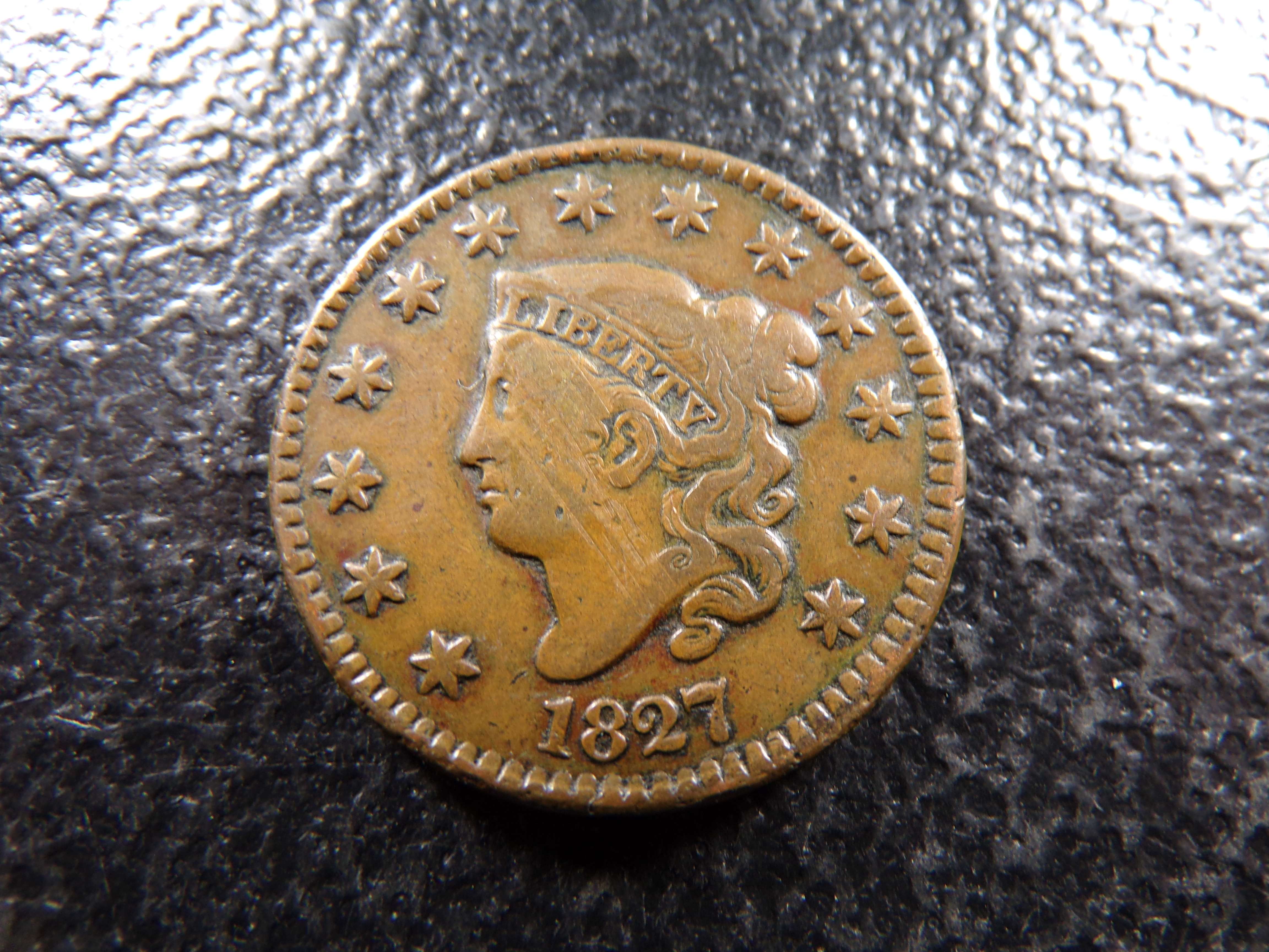 1827 CORONET HEAD LARGE CENT