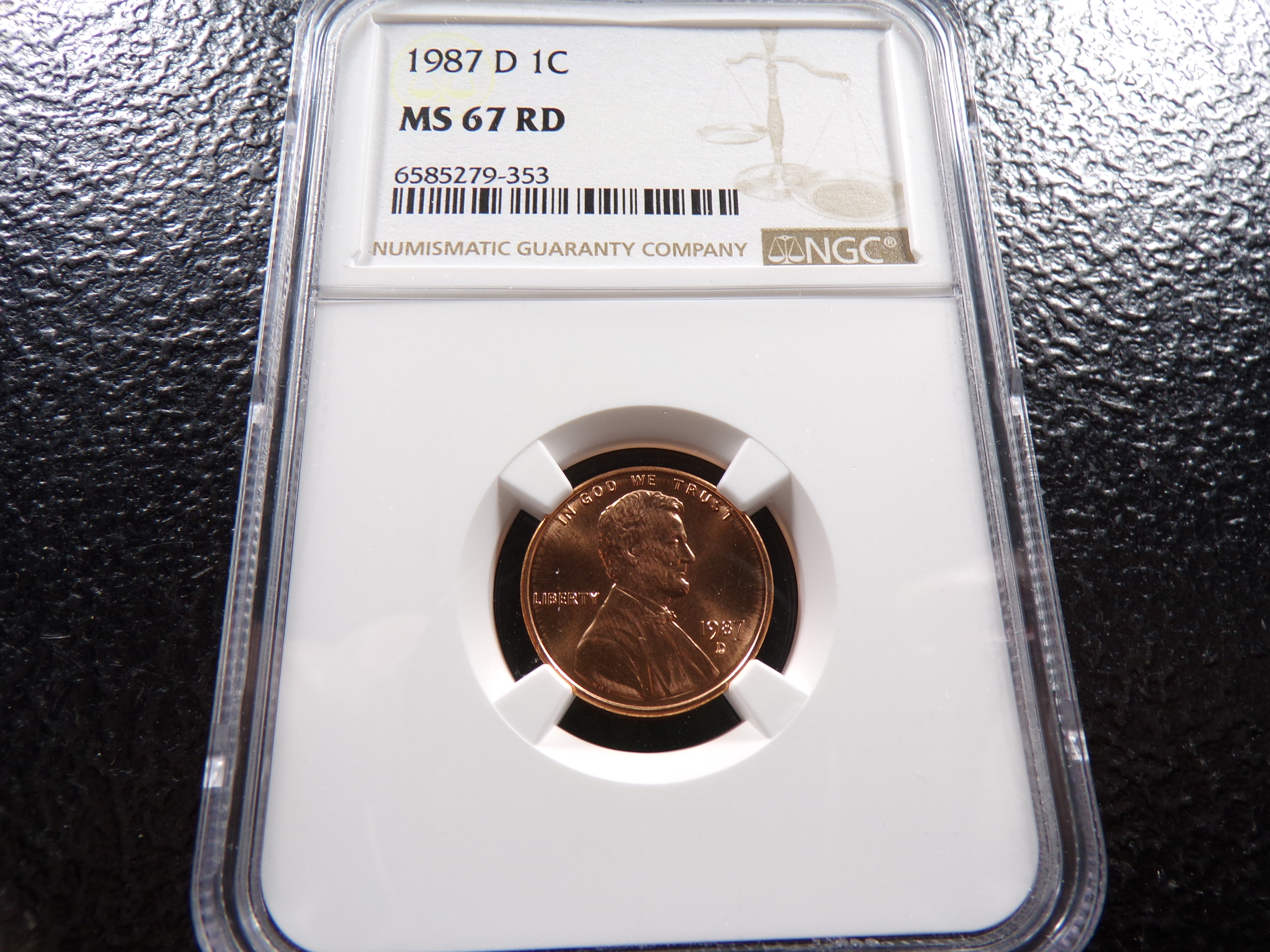 1987-D NGC MS67RD LINCOLN WHEAT CENT