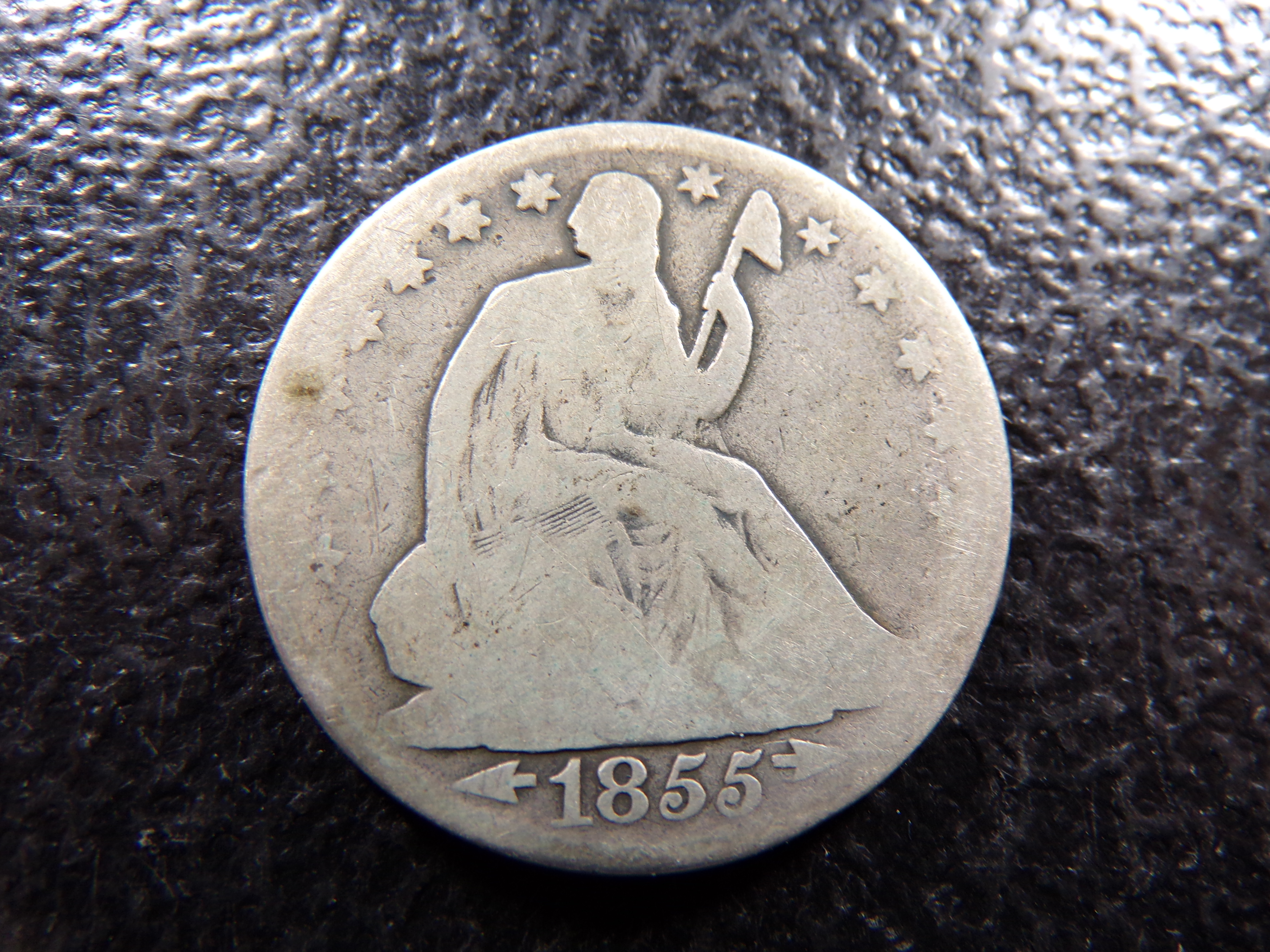 1855-O W / ARROWS SEATED LIBERTY SILVER HALF DOLLAR