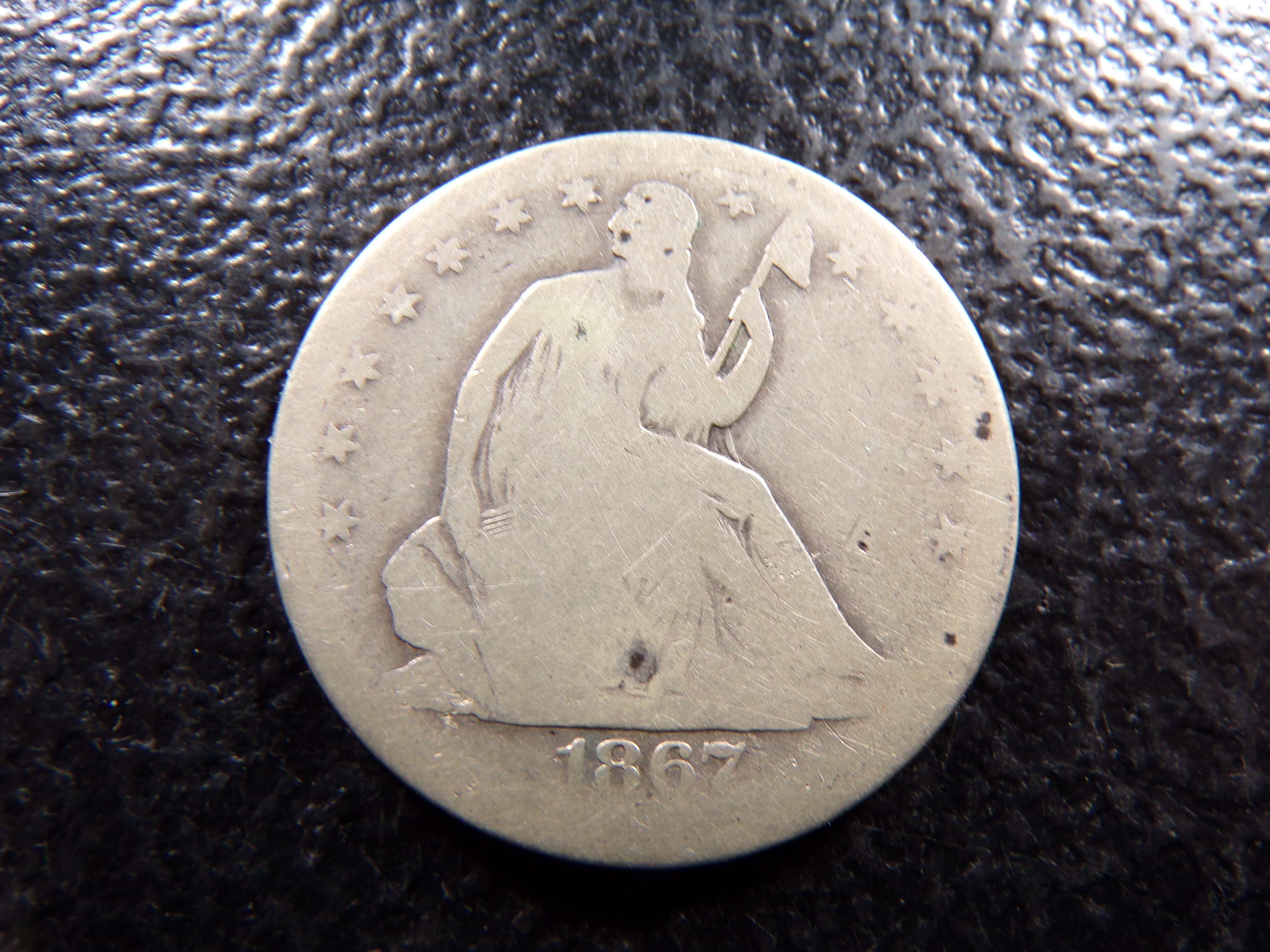 1867-S SEATED LIBERTY SILVER HALF DOLLAR