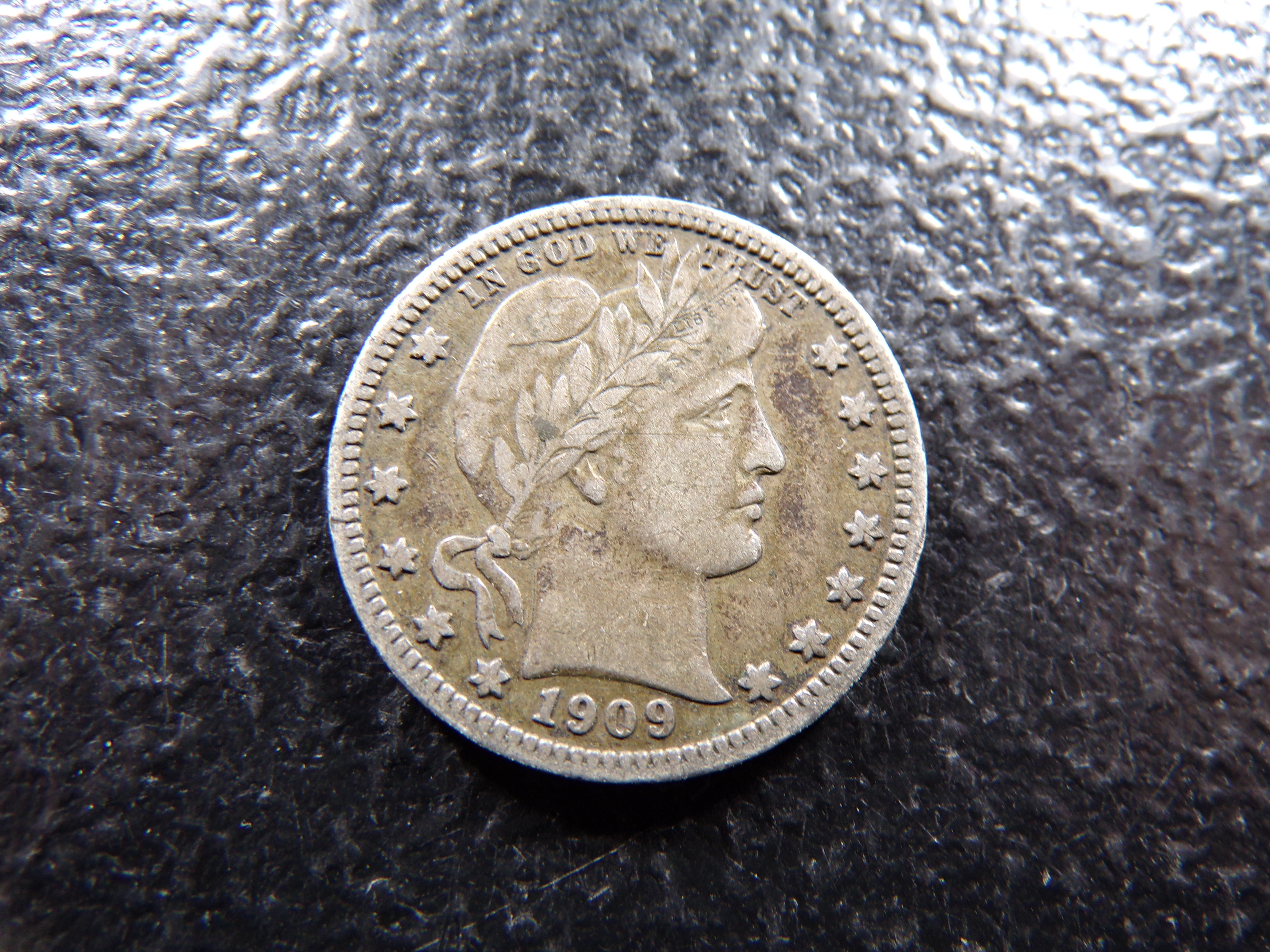 1909 BARBER SILVER QUARTER