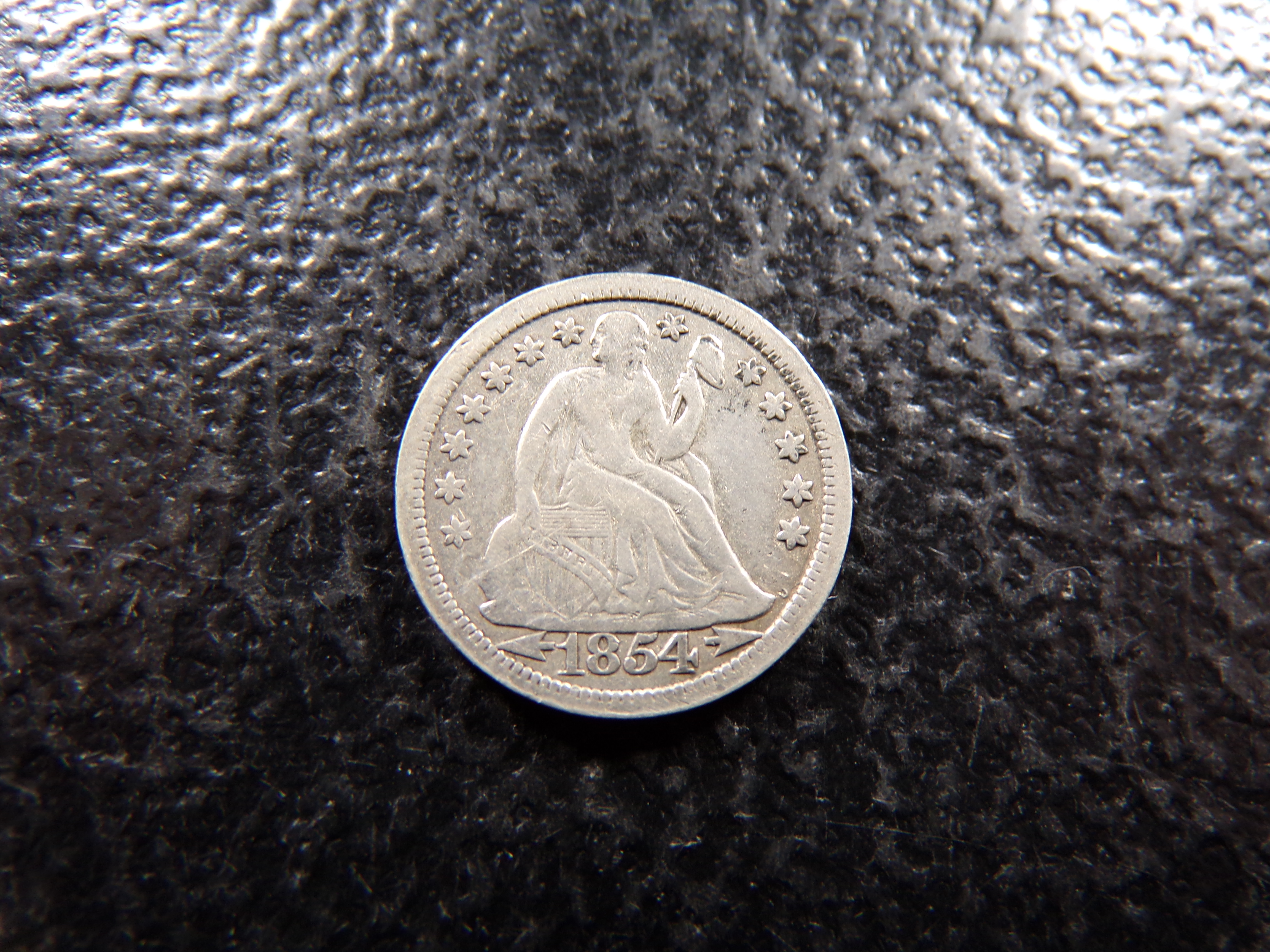 1854 WITH ARROWS SEATED LIBERTY SILVER DIME