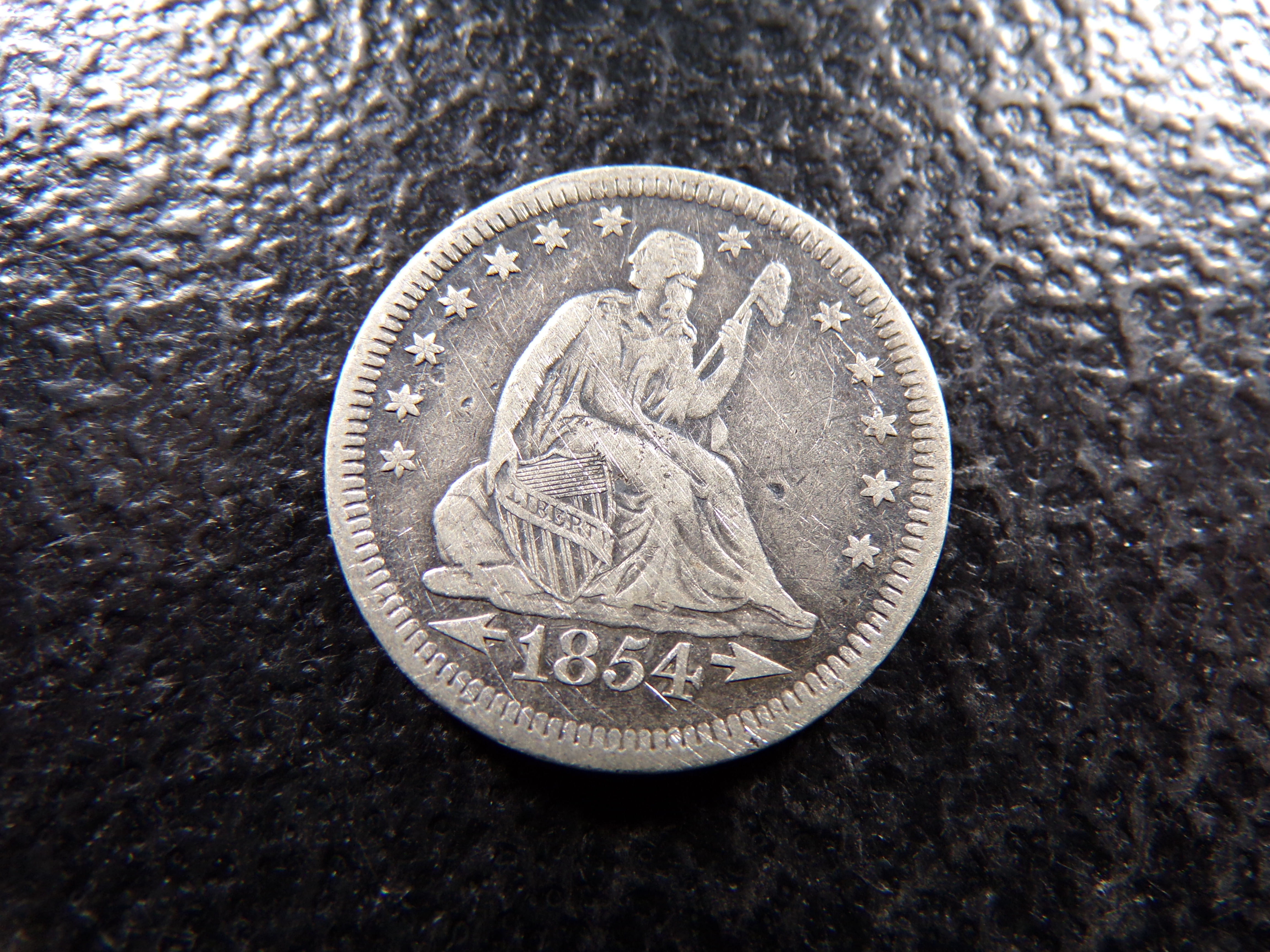 1854 SEATED LIBERTY SILVER QUARTER
