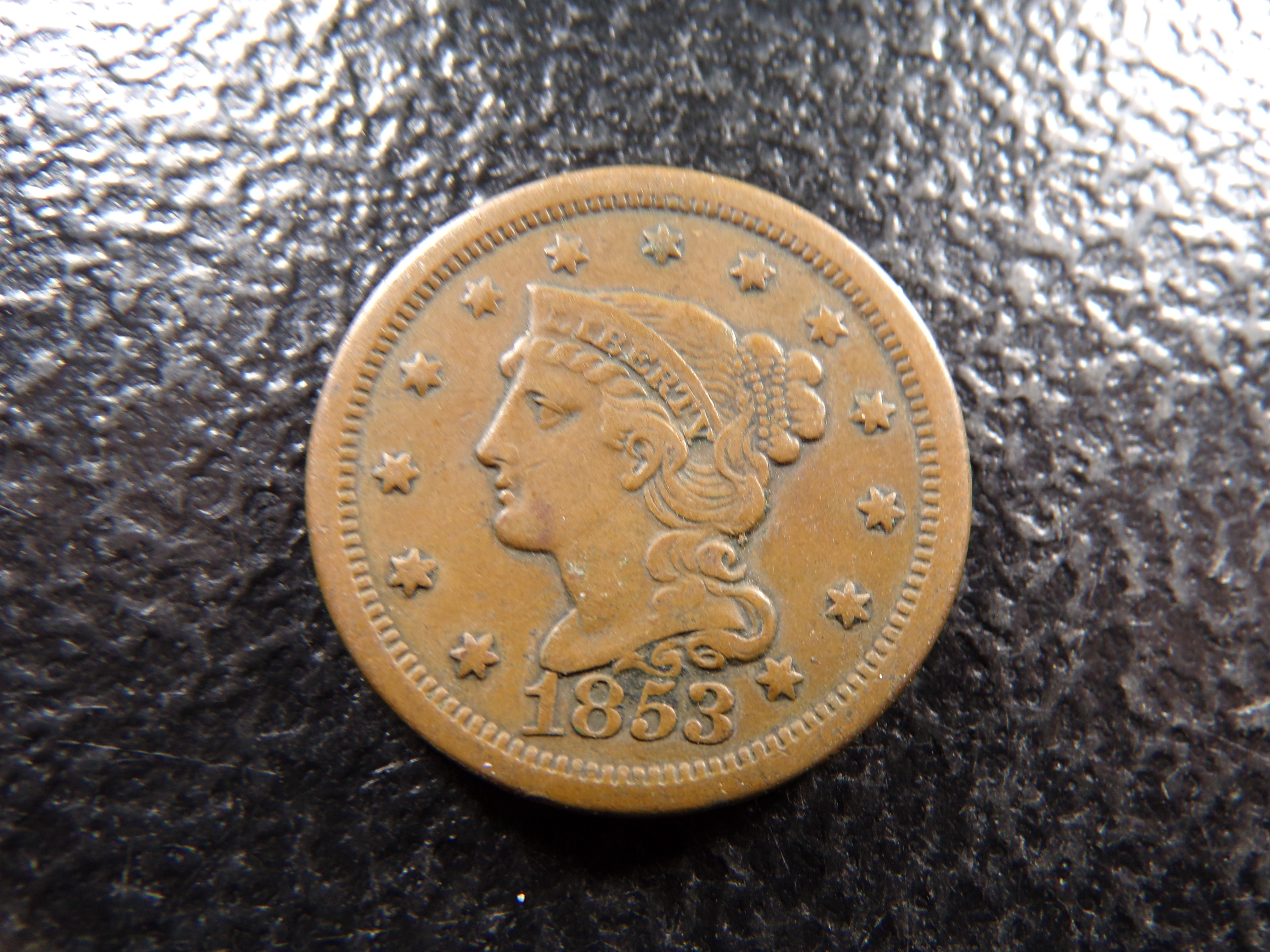 1853 BRAIDED HAIR LARGE CENT