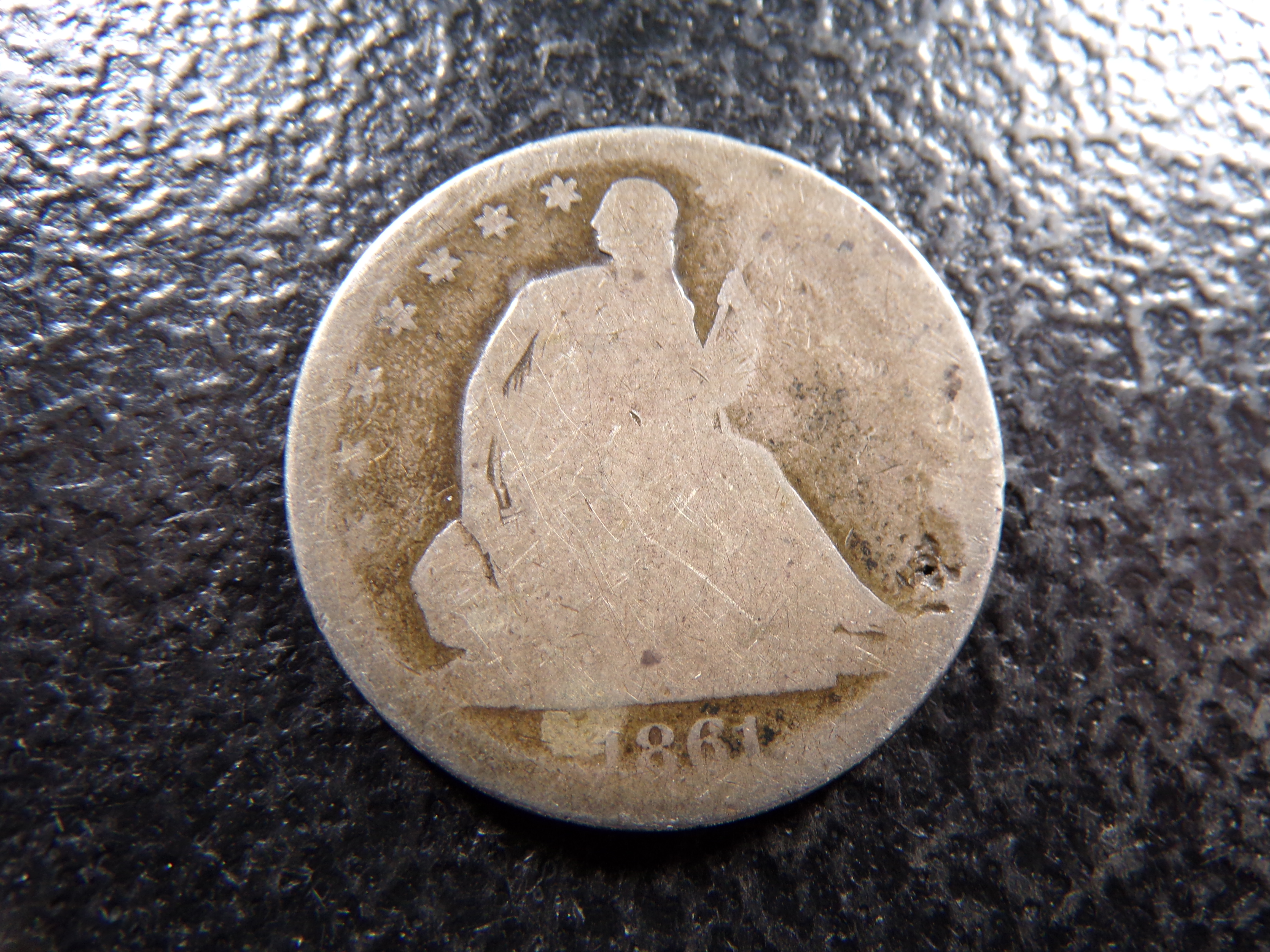 1861-S SEATED LIBERTY SILVER HALF DOLLAR