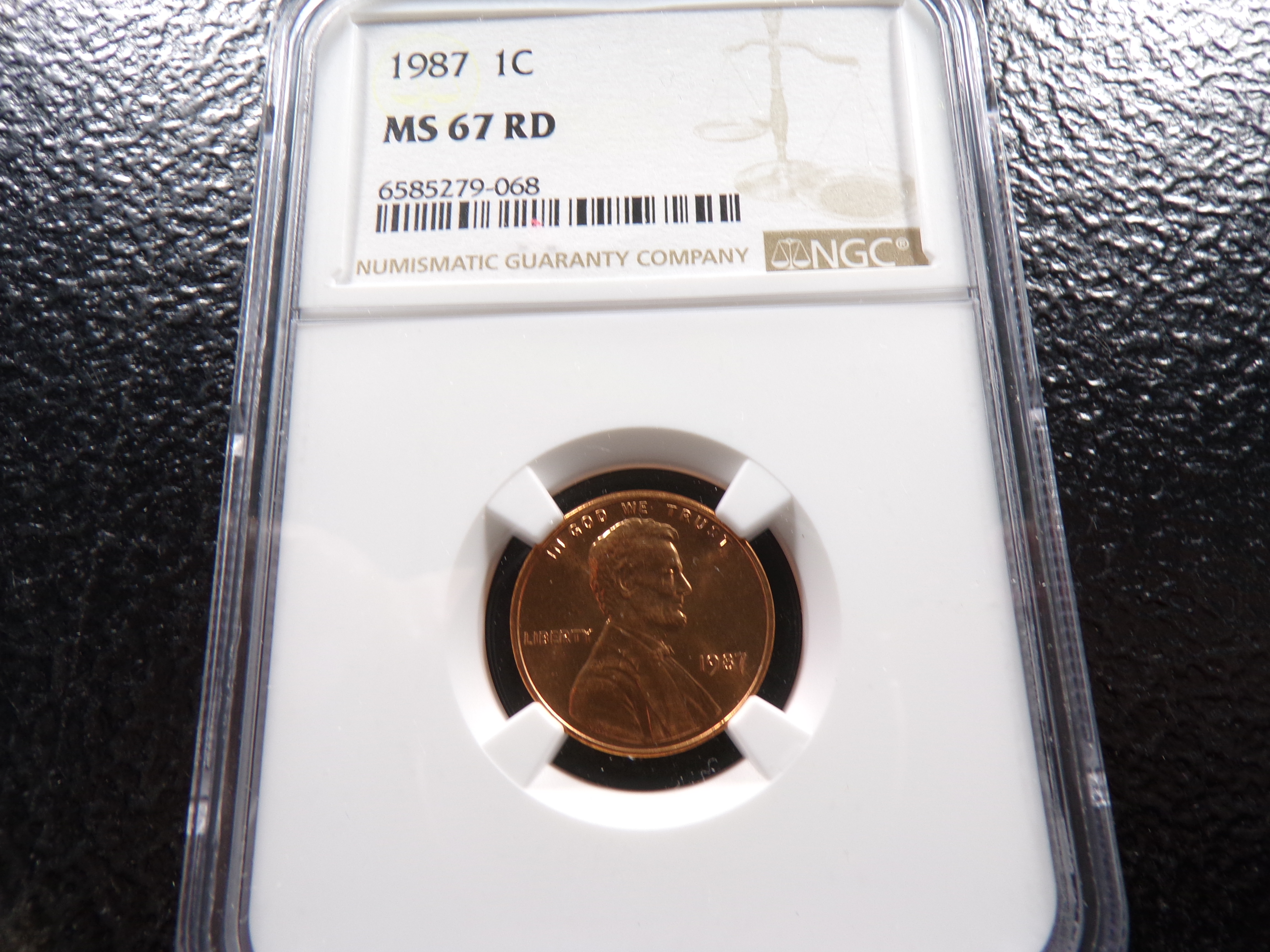 1987 NGC MS67RD LINCOLN CENT