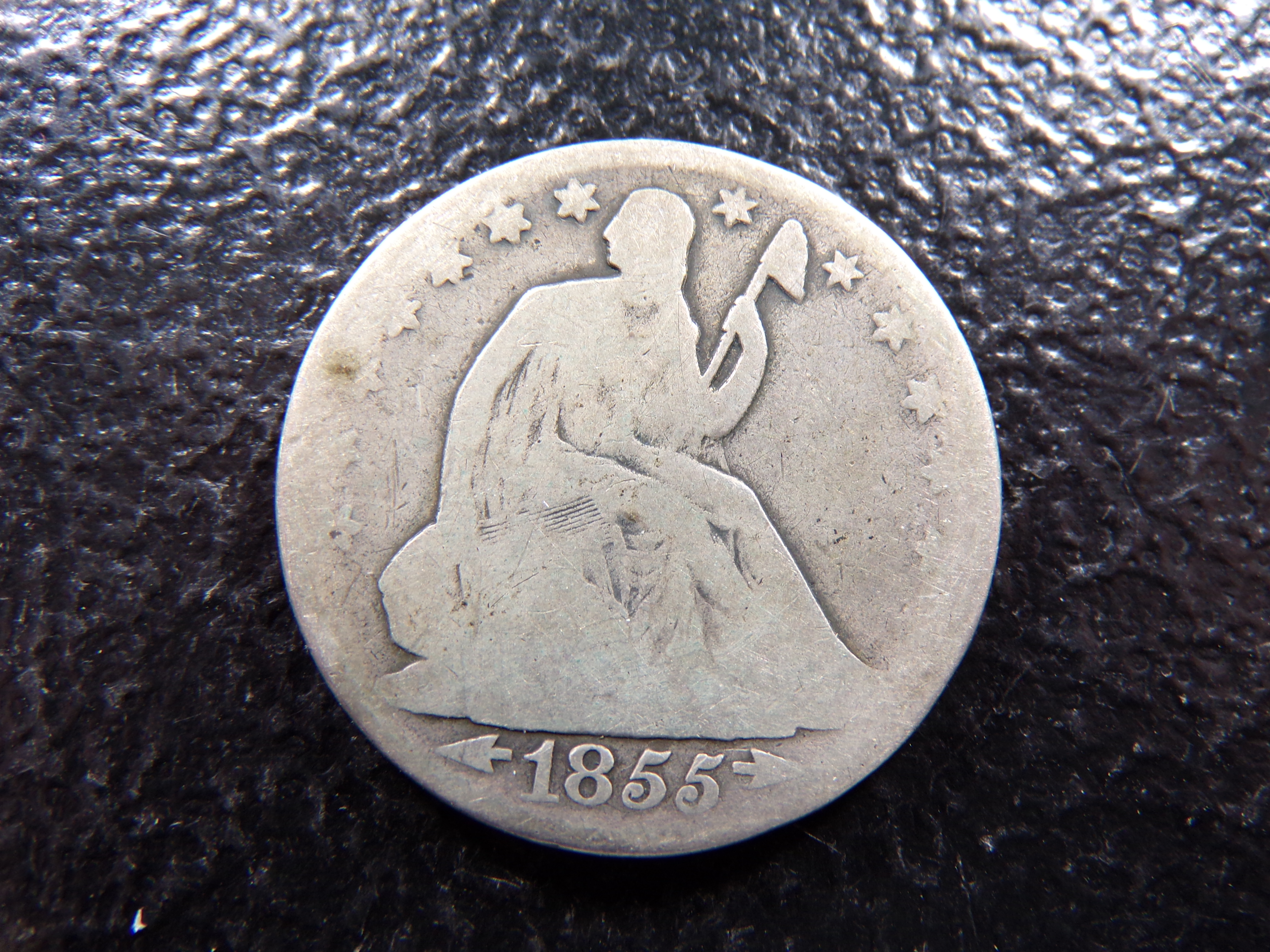 1855-O W / ARROWS SEATED LIBERTY SILVER HALF DOLLAR