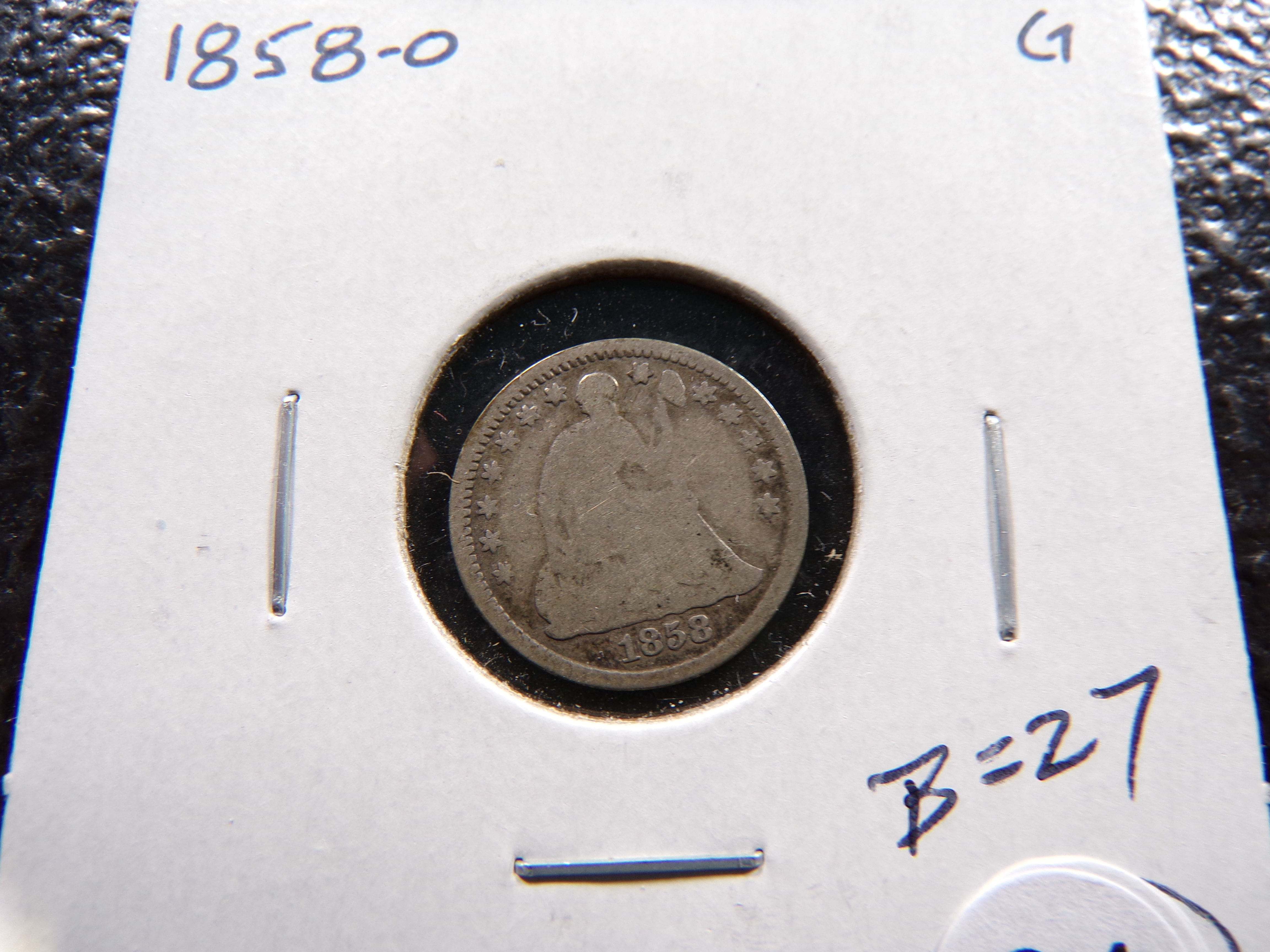 1858-O SEATED LIBERTY SILVER HALF DIME