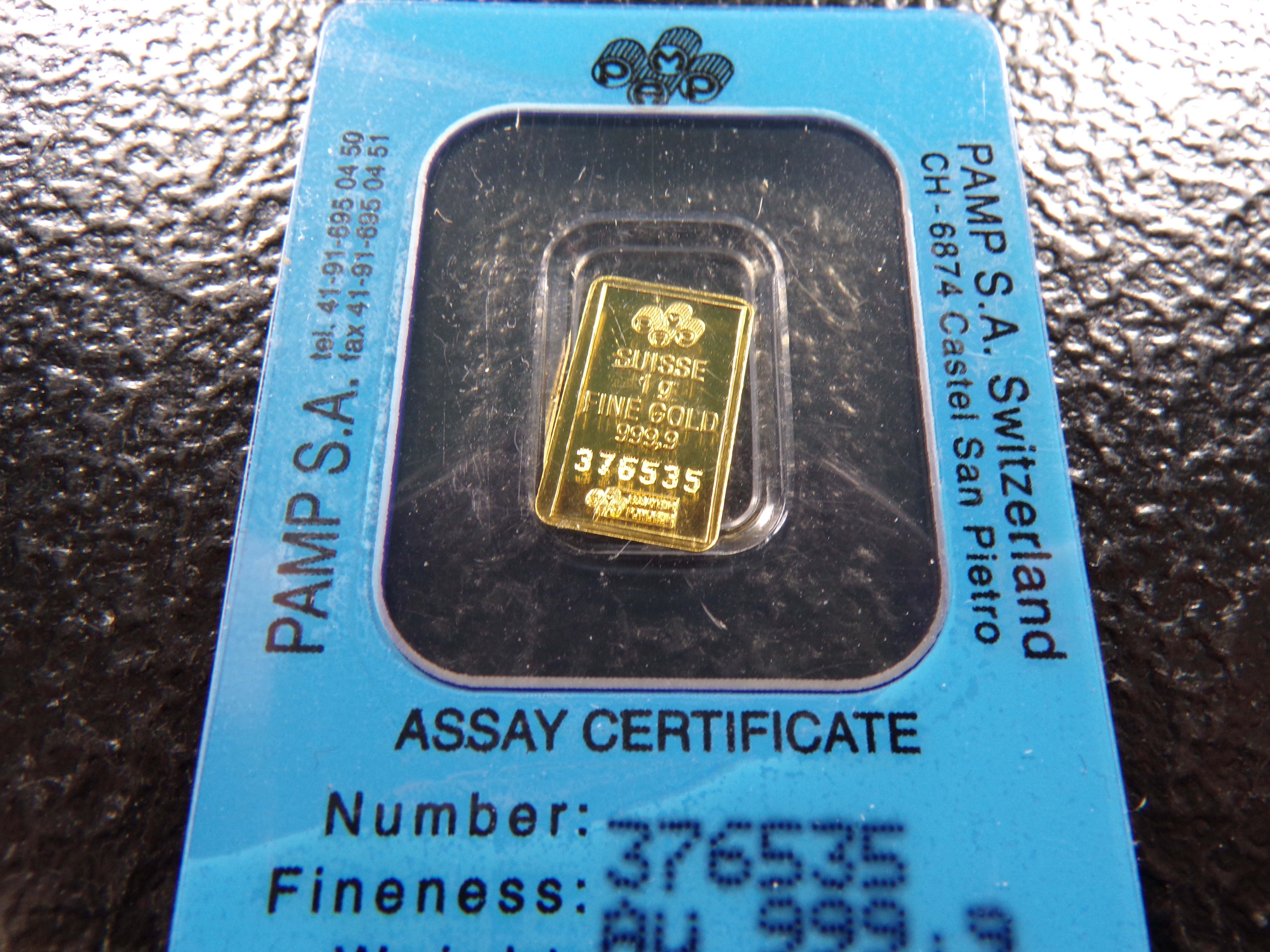PAMP 1 GRAM 999,9 FINE GOLD BAR