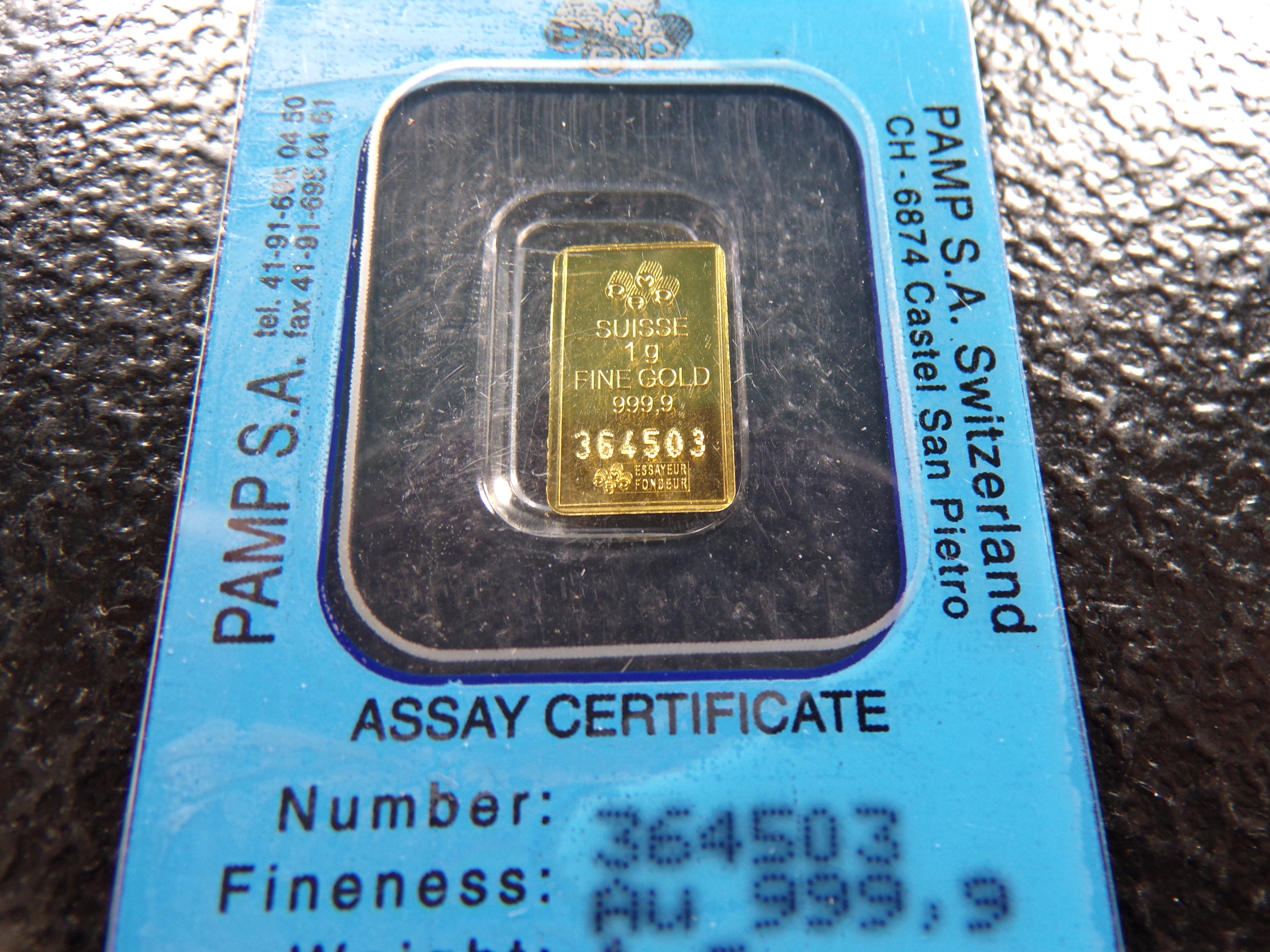 PAMP 1 GRAM 999,9 FINE GOLD BAR