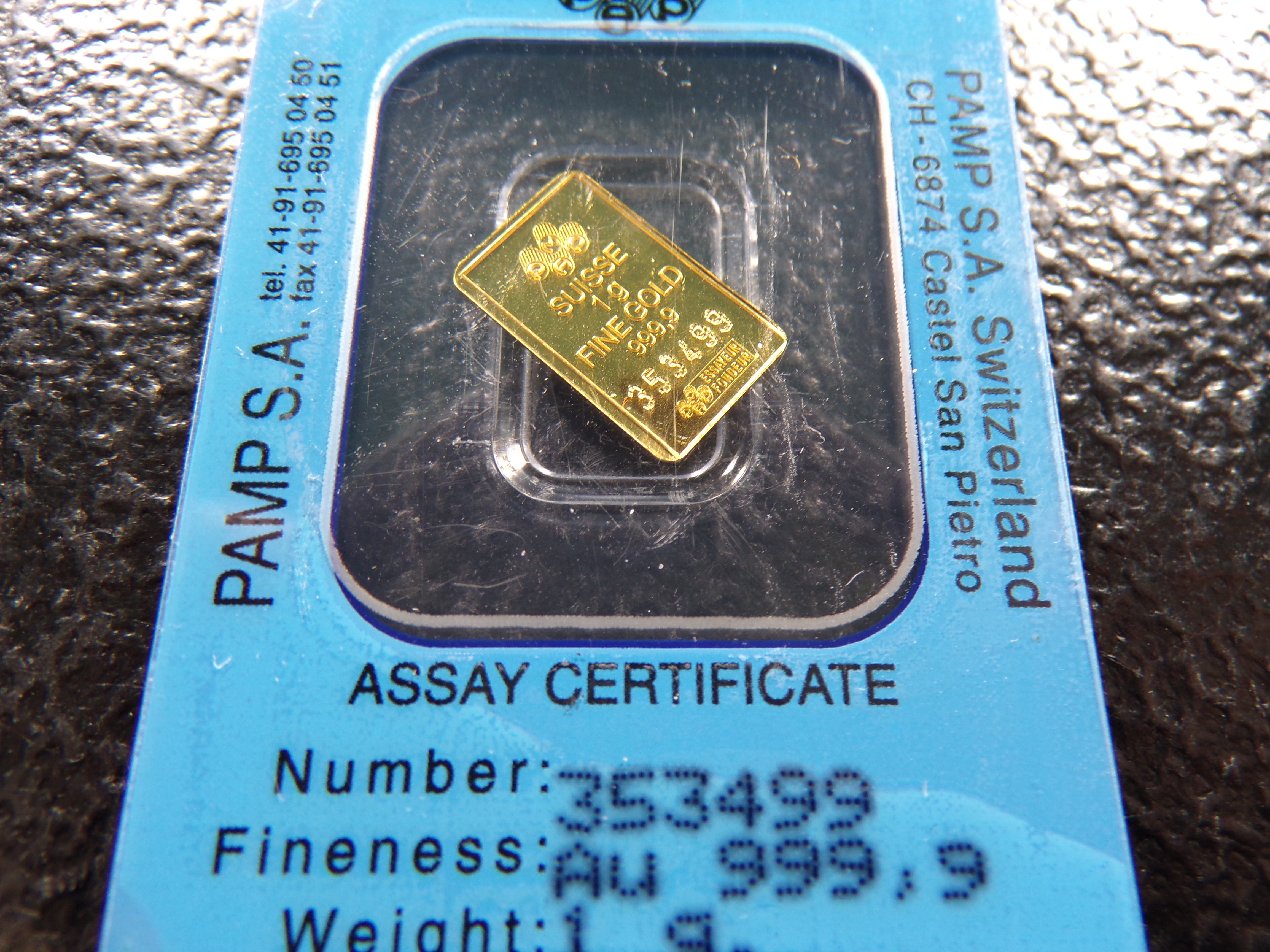 PAMP 1 GRAM 999,9 FINE GOLD BAR
