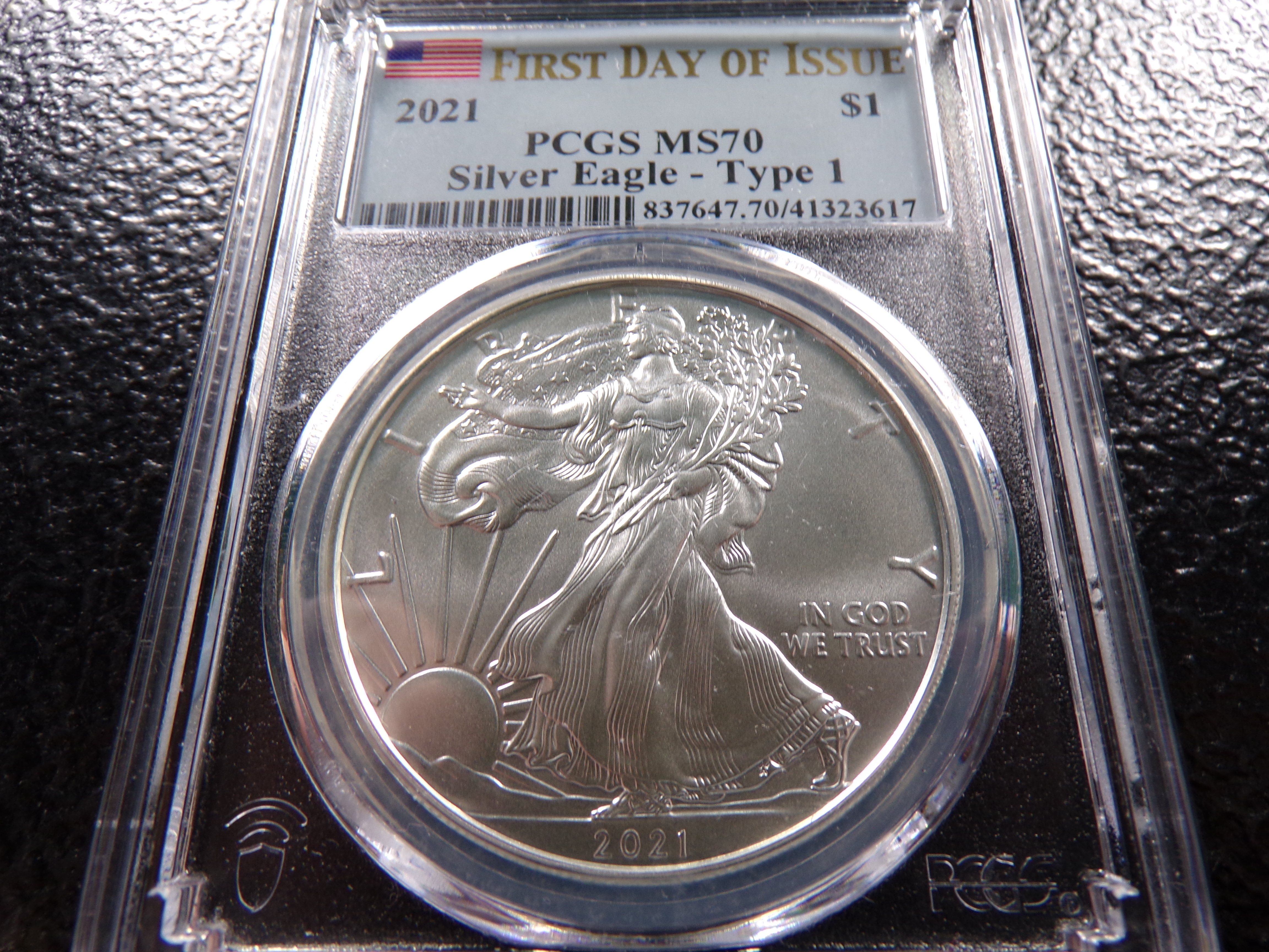 2021 PCGS MS70 FIRST DAY ISSUE AMERICAN SILVER EAGLE DOLLAR