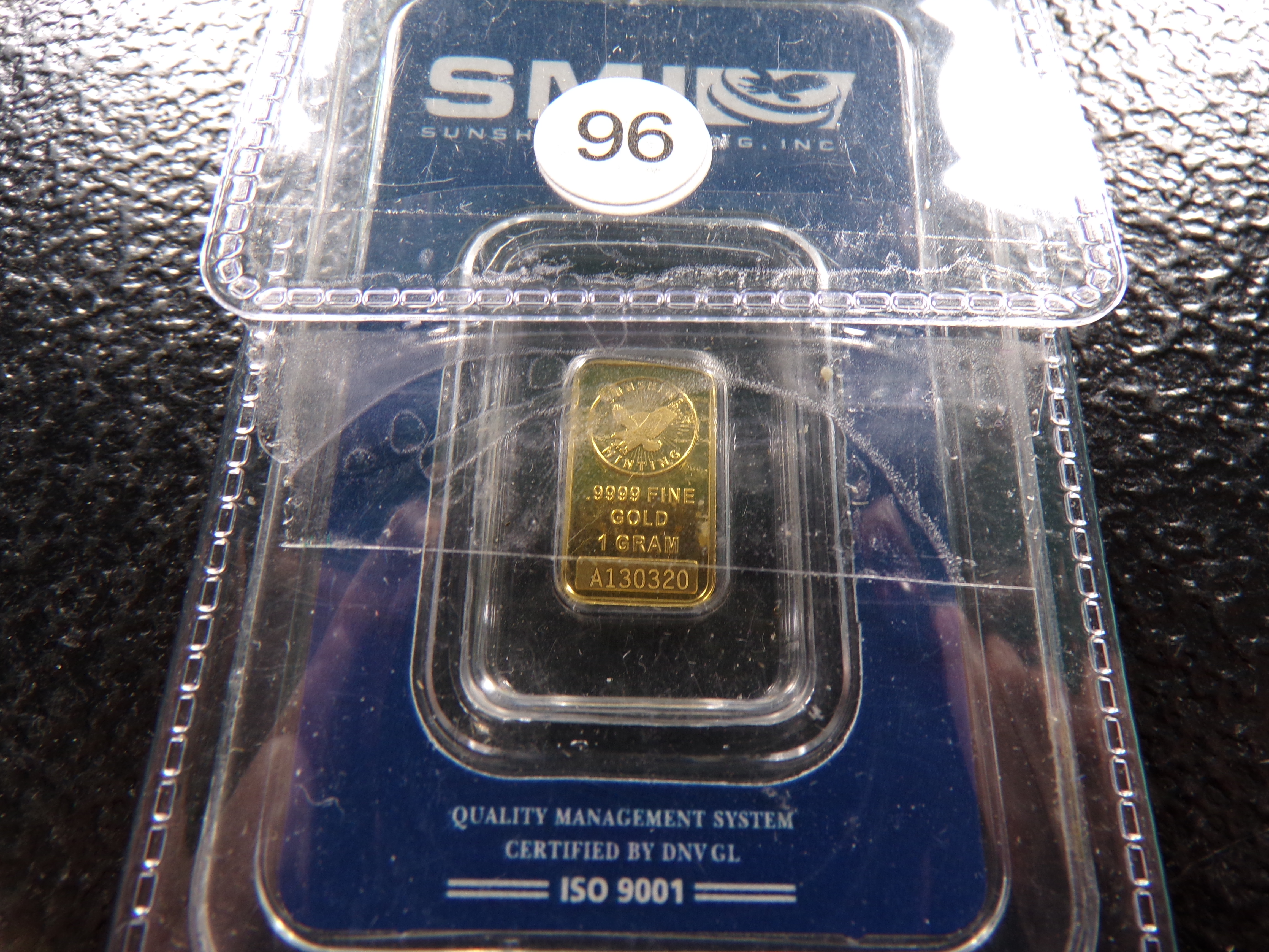 SUNSHINE MINTING 1 GRAM .9999 FINE GOLD BAR