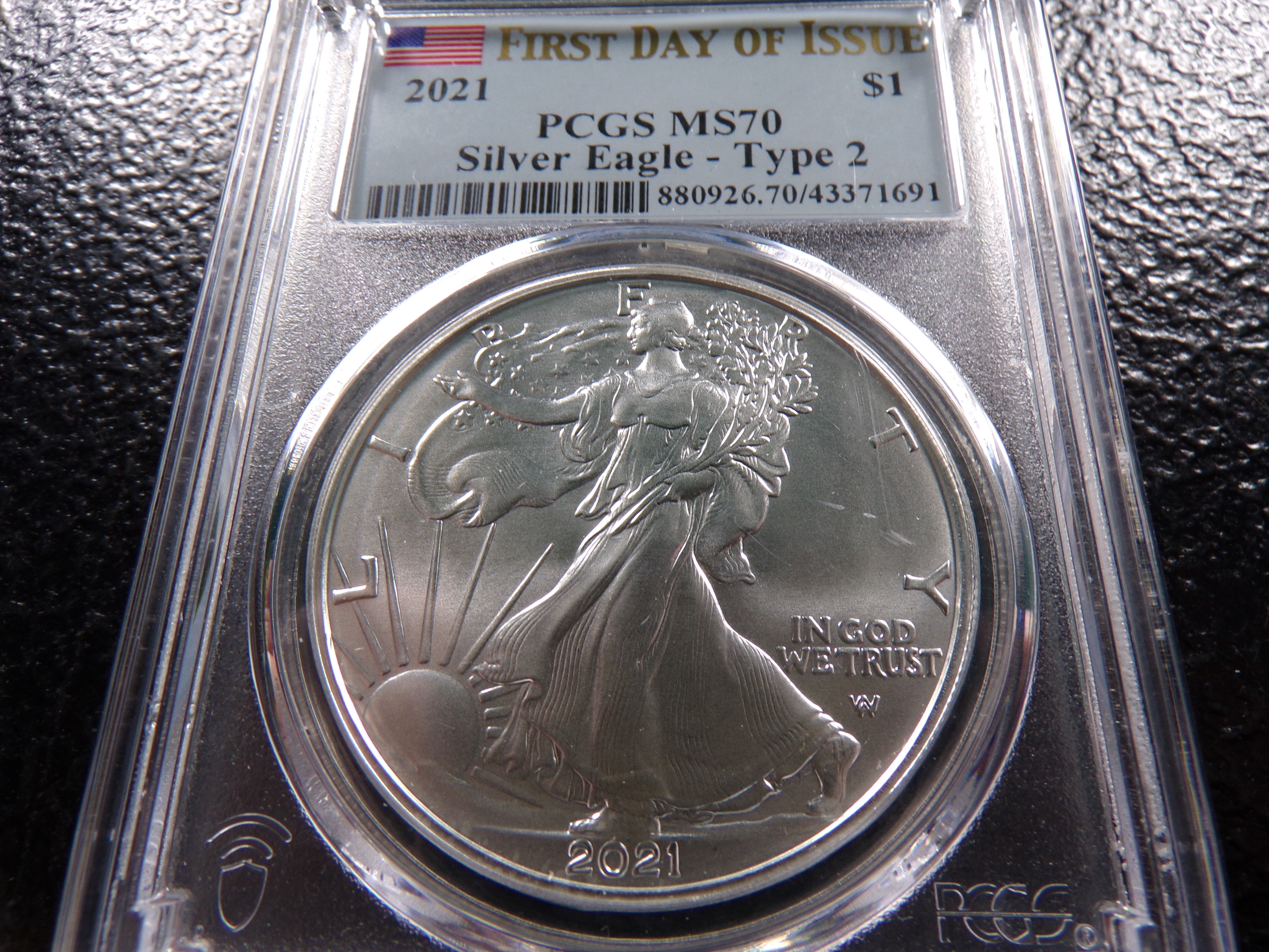 2021 PCGS MS70 FIRST DAY ISSUE AMERICAN SILVER EAGLE DOLLAR