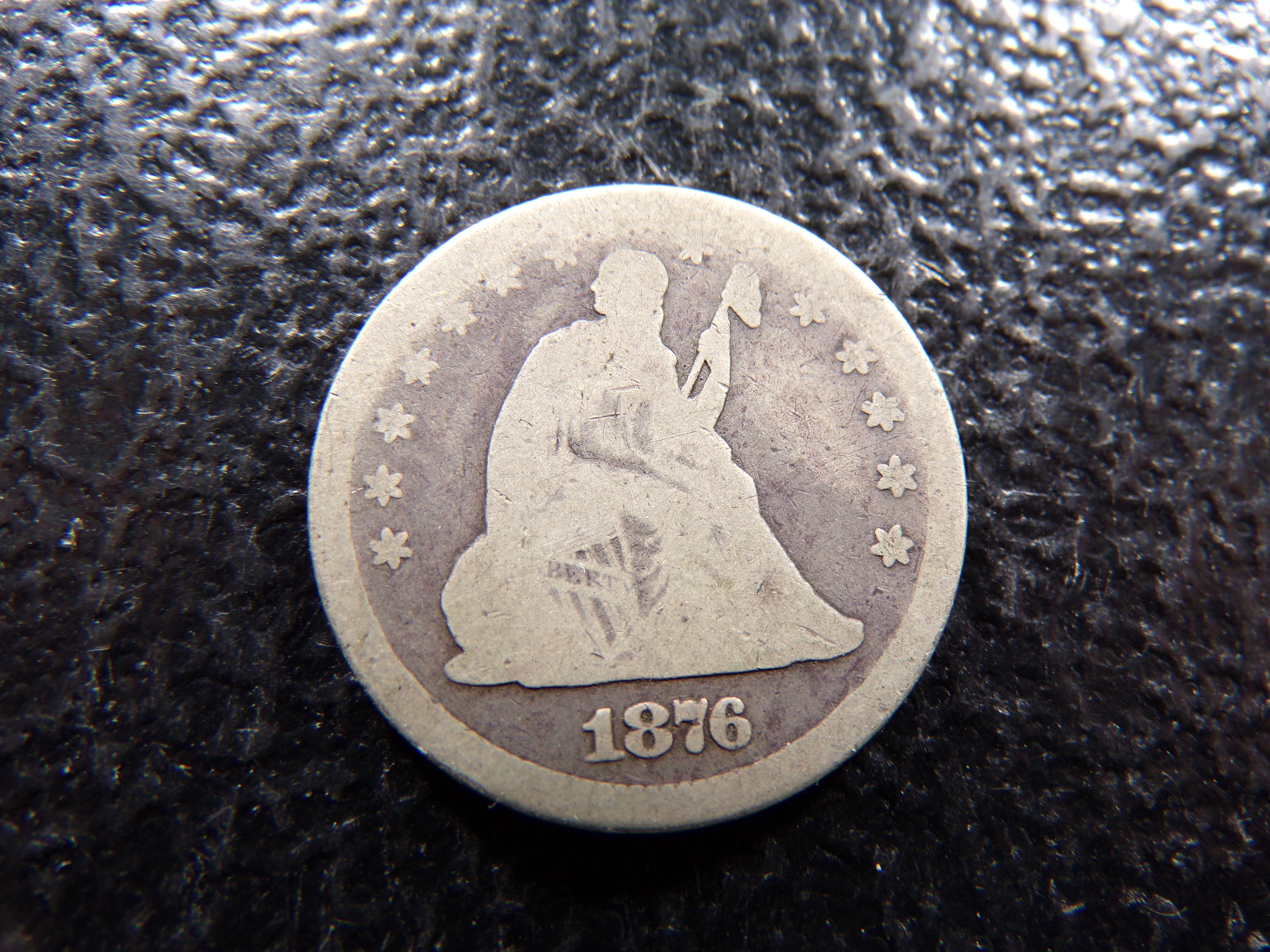 1876 SEATED LIBERTY SILVER QUARTER