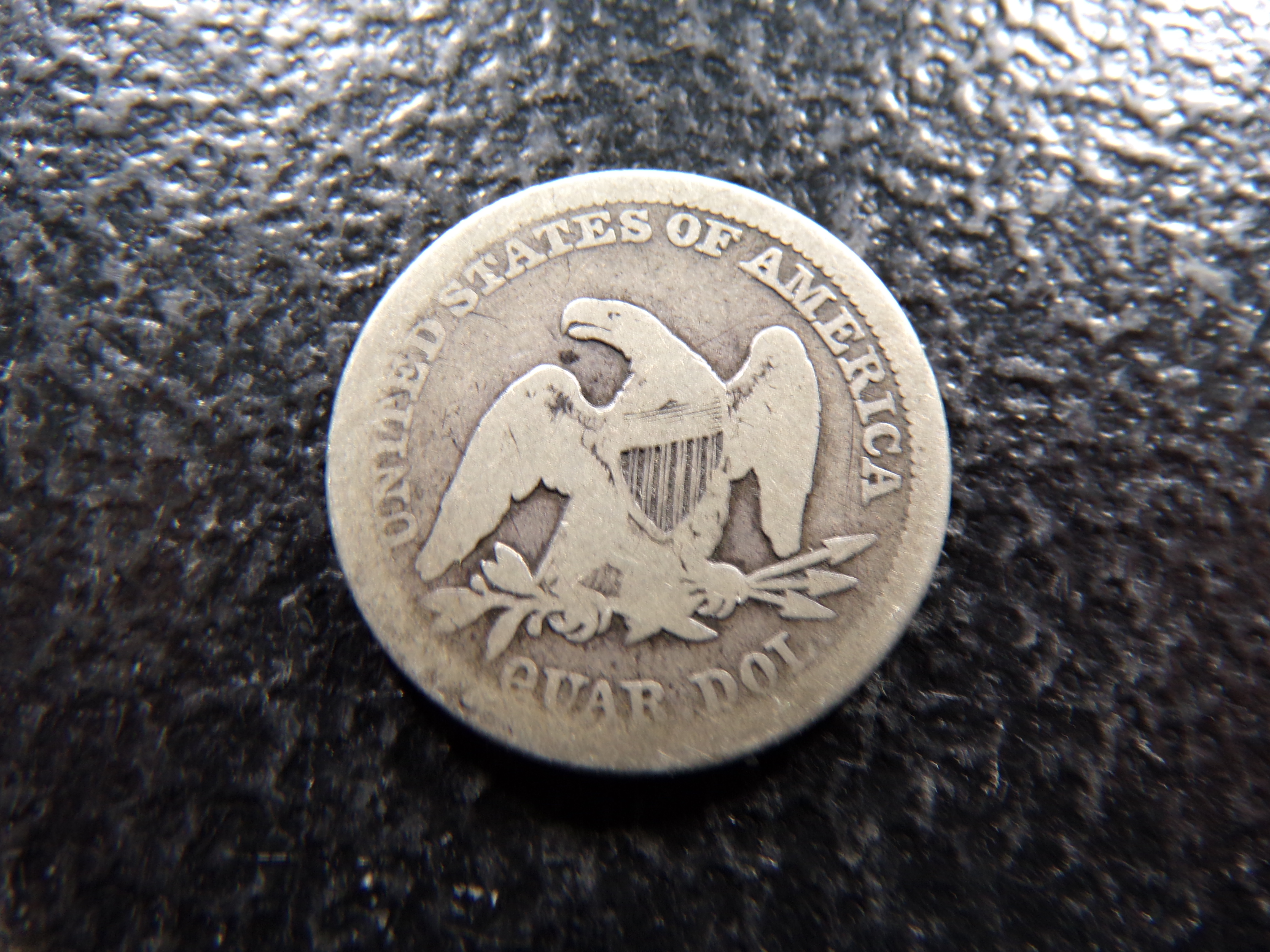 1855 W / ARROWS SEATED LIBERTY SILVER QUARTER