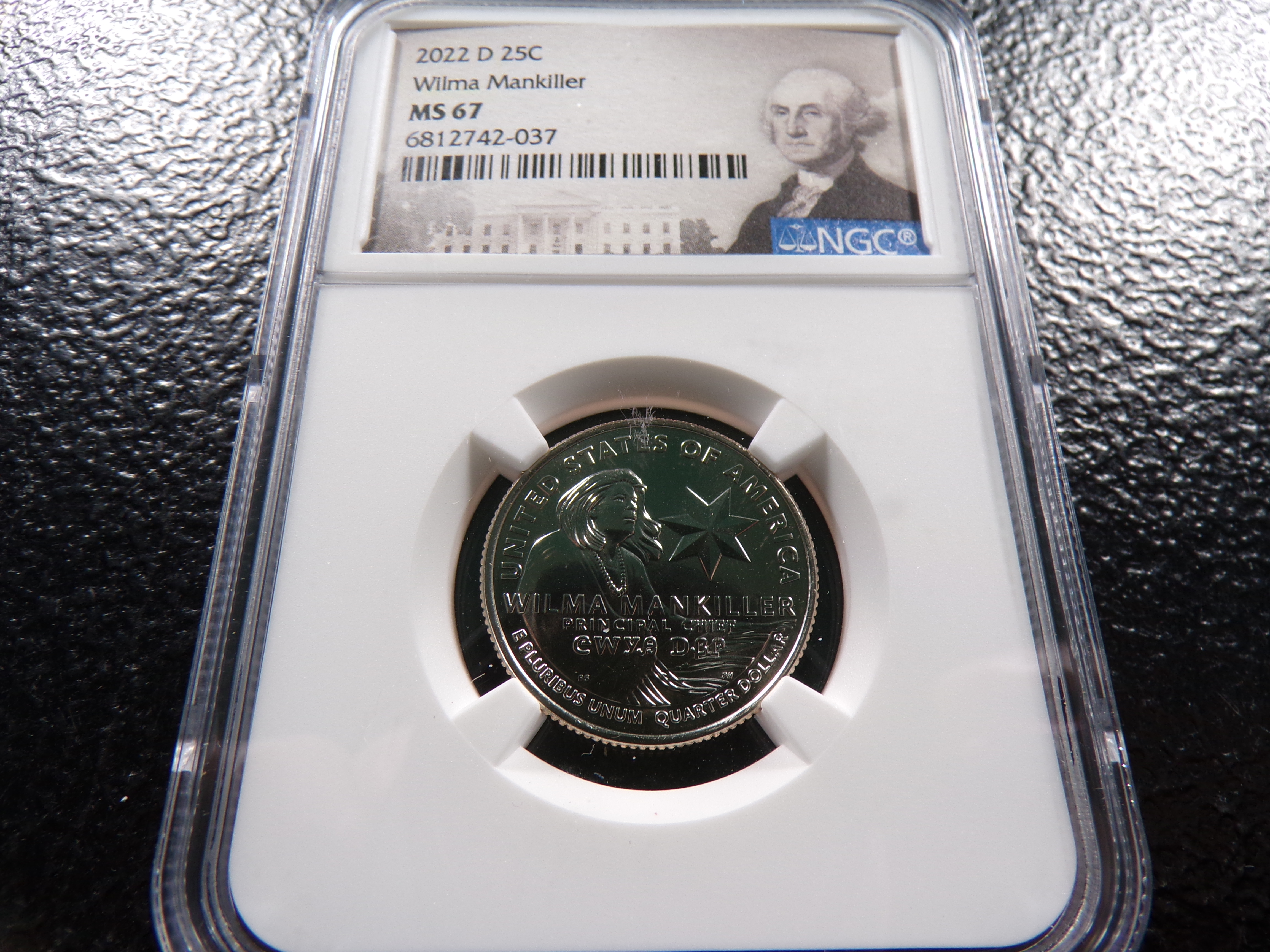 2022-D NGC MS67 WILMA MANKILLER QUARTER