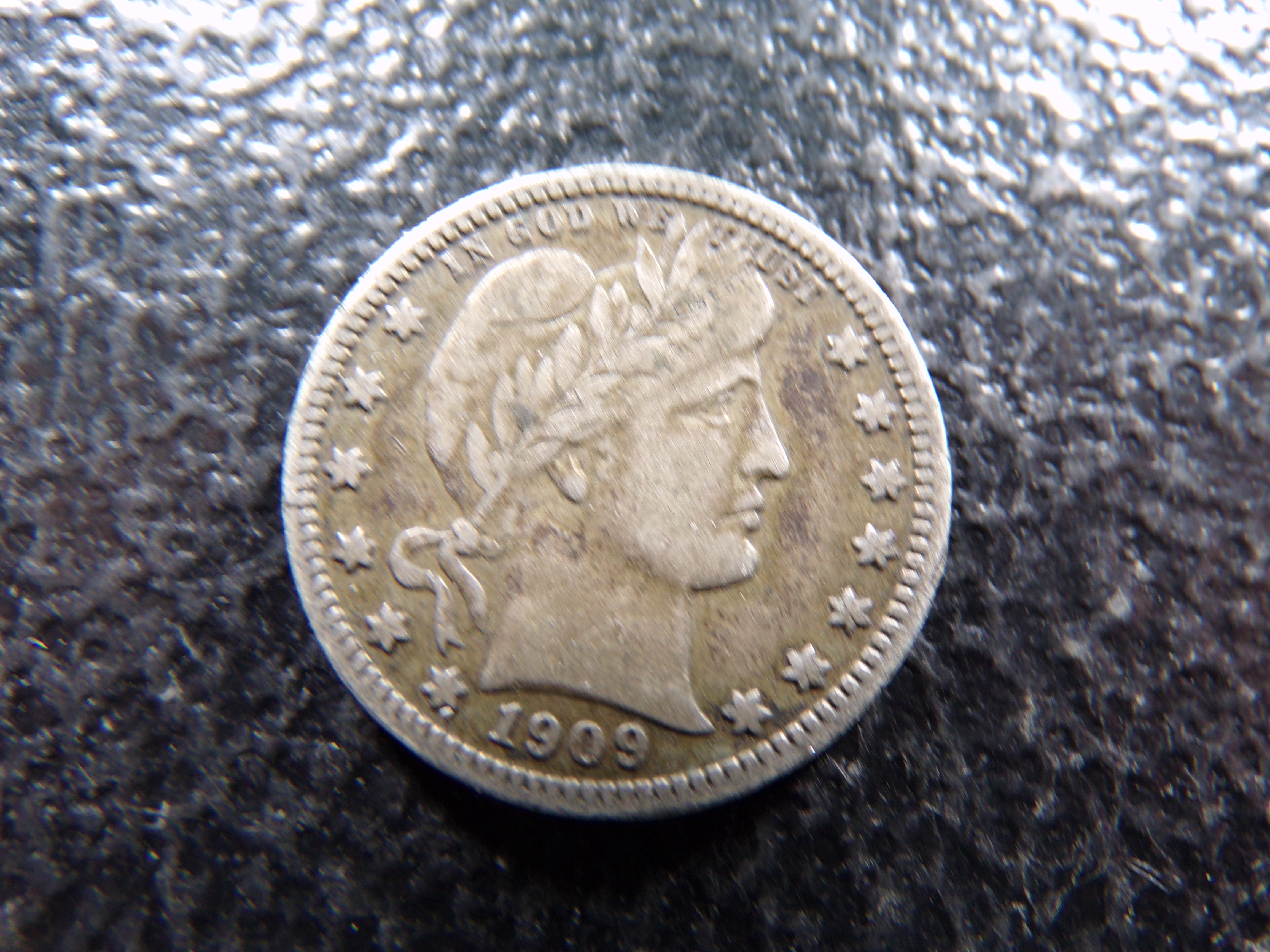 1909 BARBER SILVER QUARTER