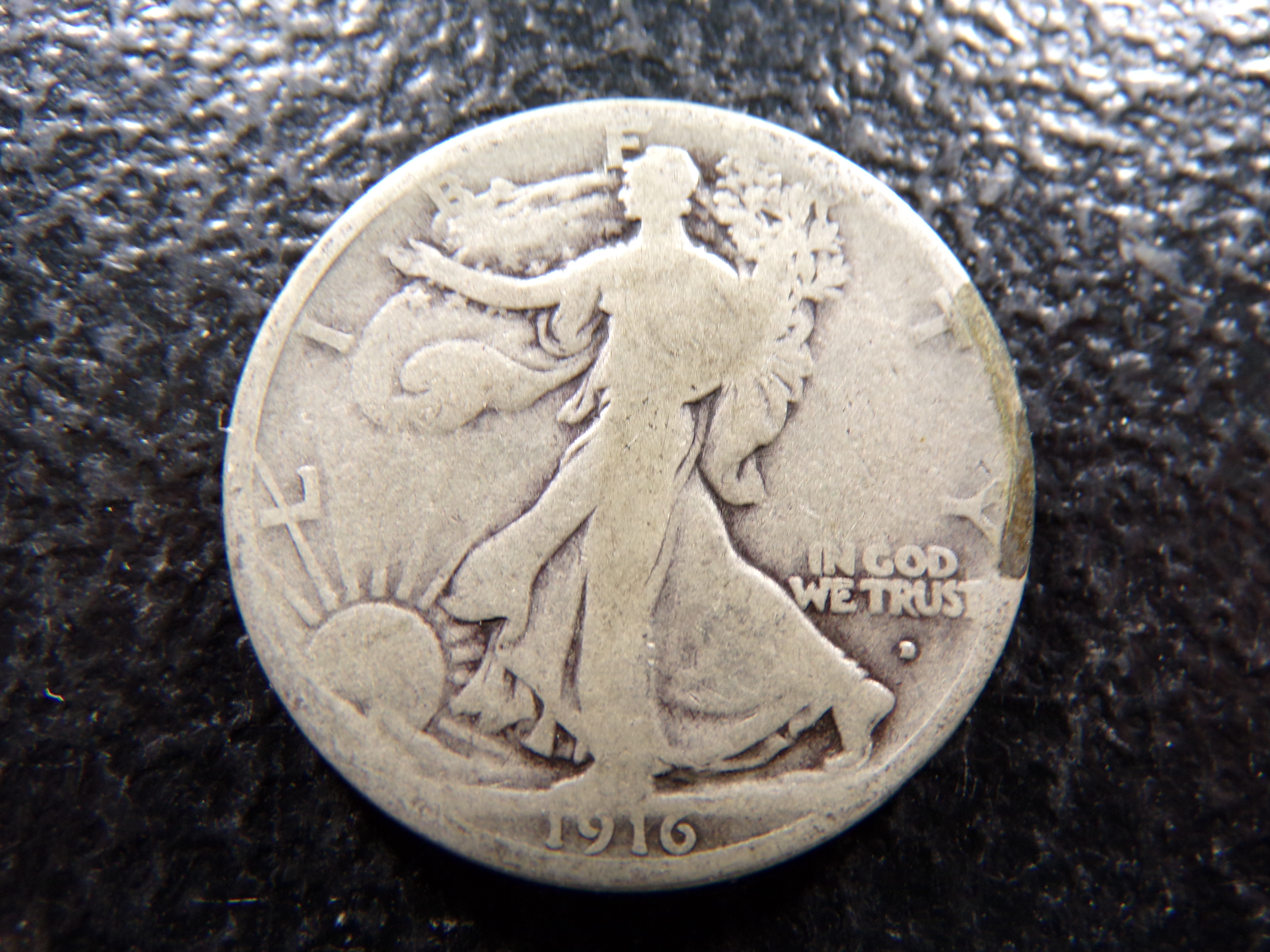 1916-D OBV. RARE DATE WALKING LIBERTY SILVER HALF DOLLAR