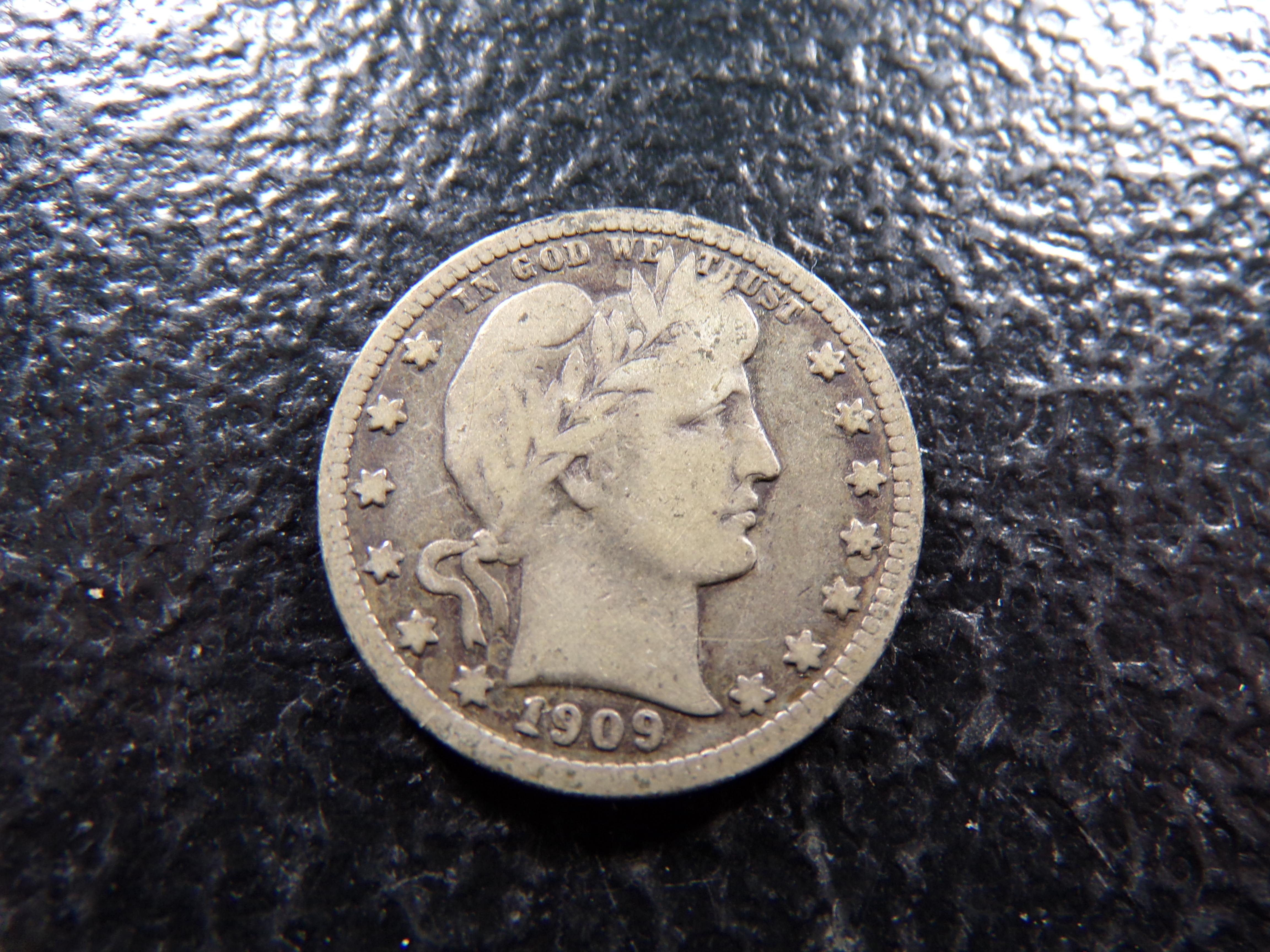 1909-S BARBER SILVER QUARTER