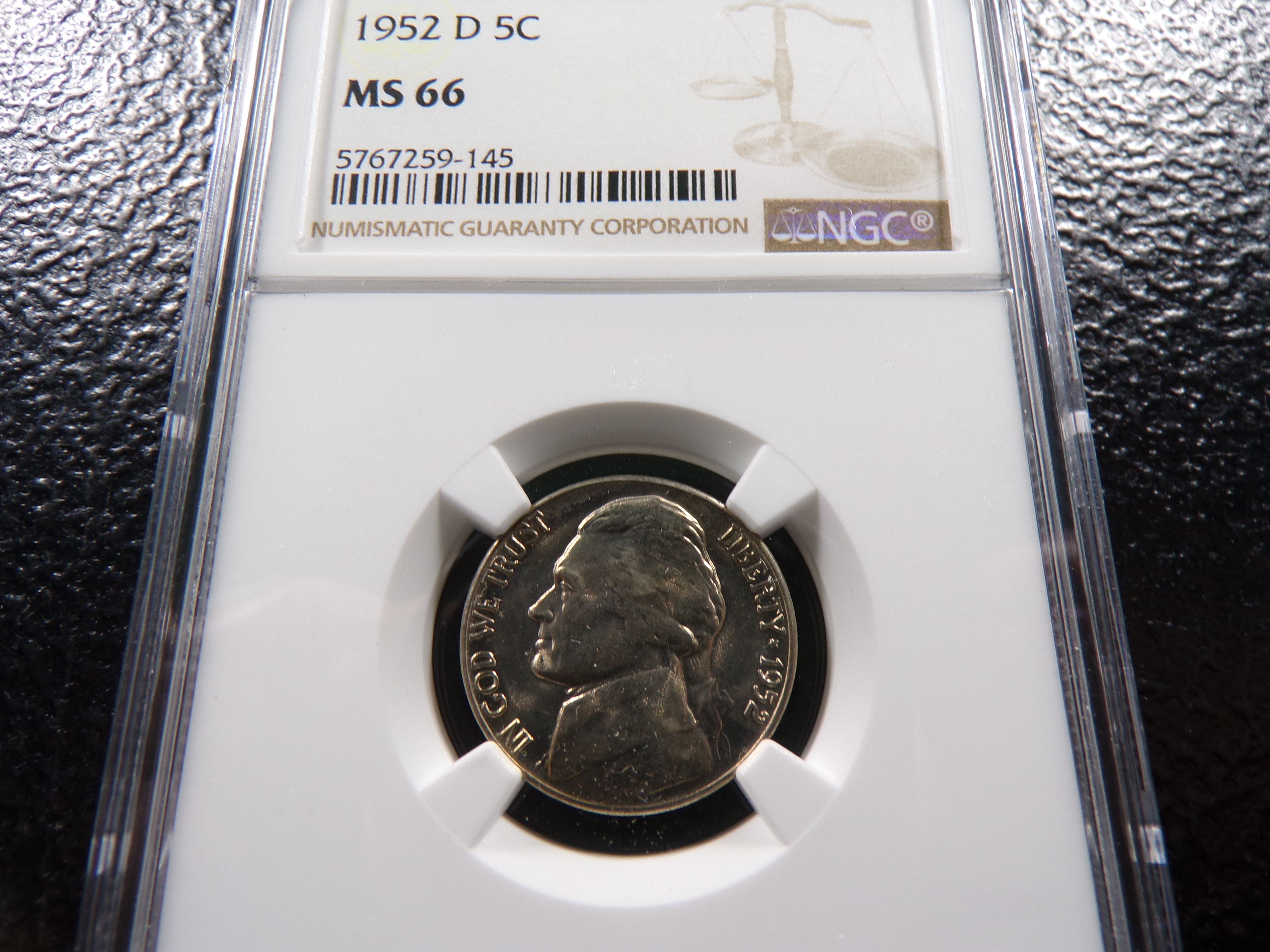 1952-D NGC MS66 JEFFERSON NICKEL
