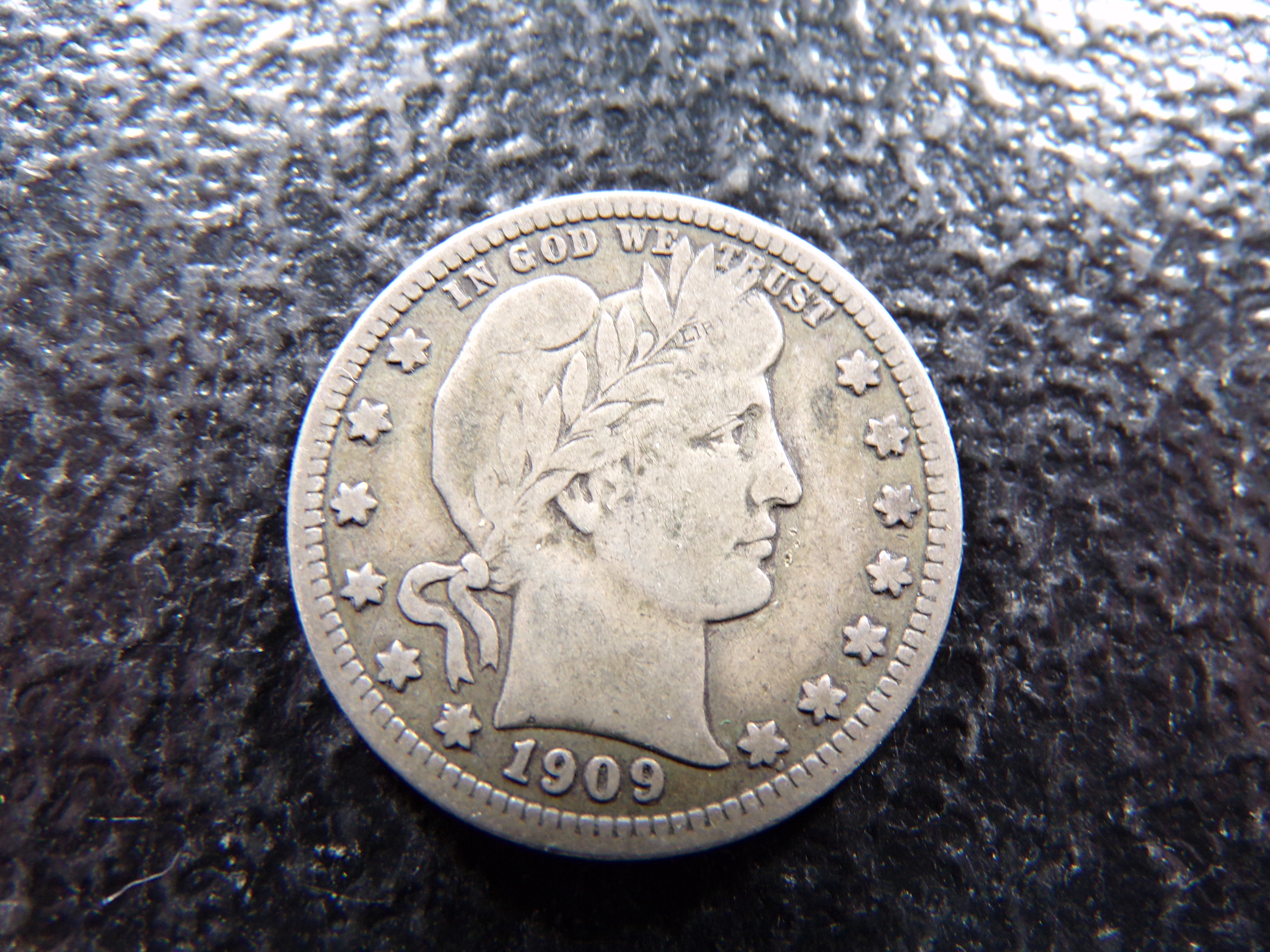 1909 BARBER SILVER QUARTER