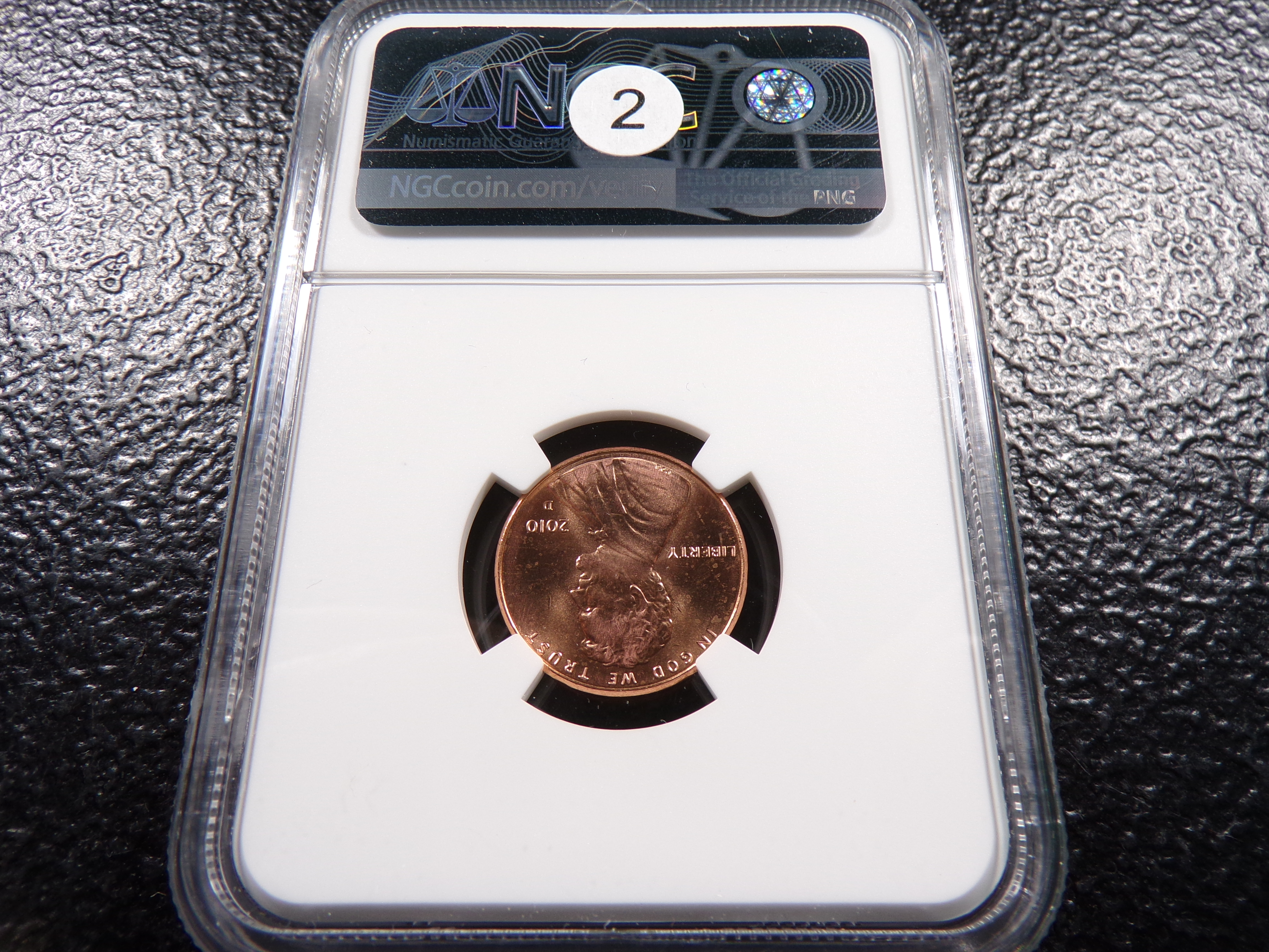 2010-D NGC GEM UNC. FIRST YEAR UNION SHIELD REVERSE WITH SIGNATURE LINCOLN CENT