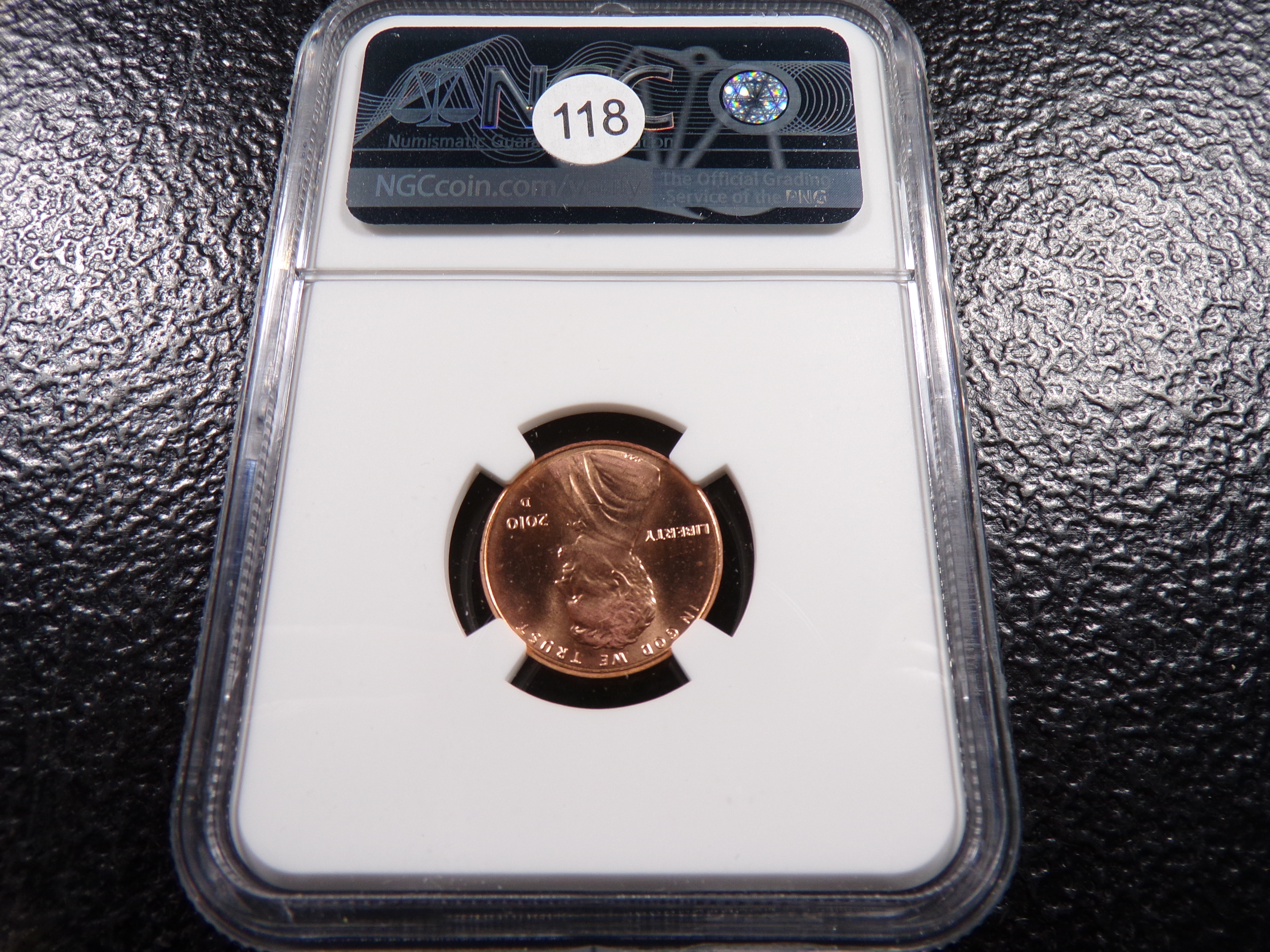 2010-D NGC GEM UNC. FIRST YEAR UNION SHIELD REVERSE WITH SIGNATURE LINCOLN CENT
