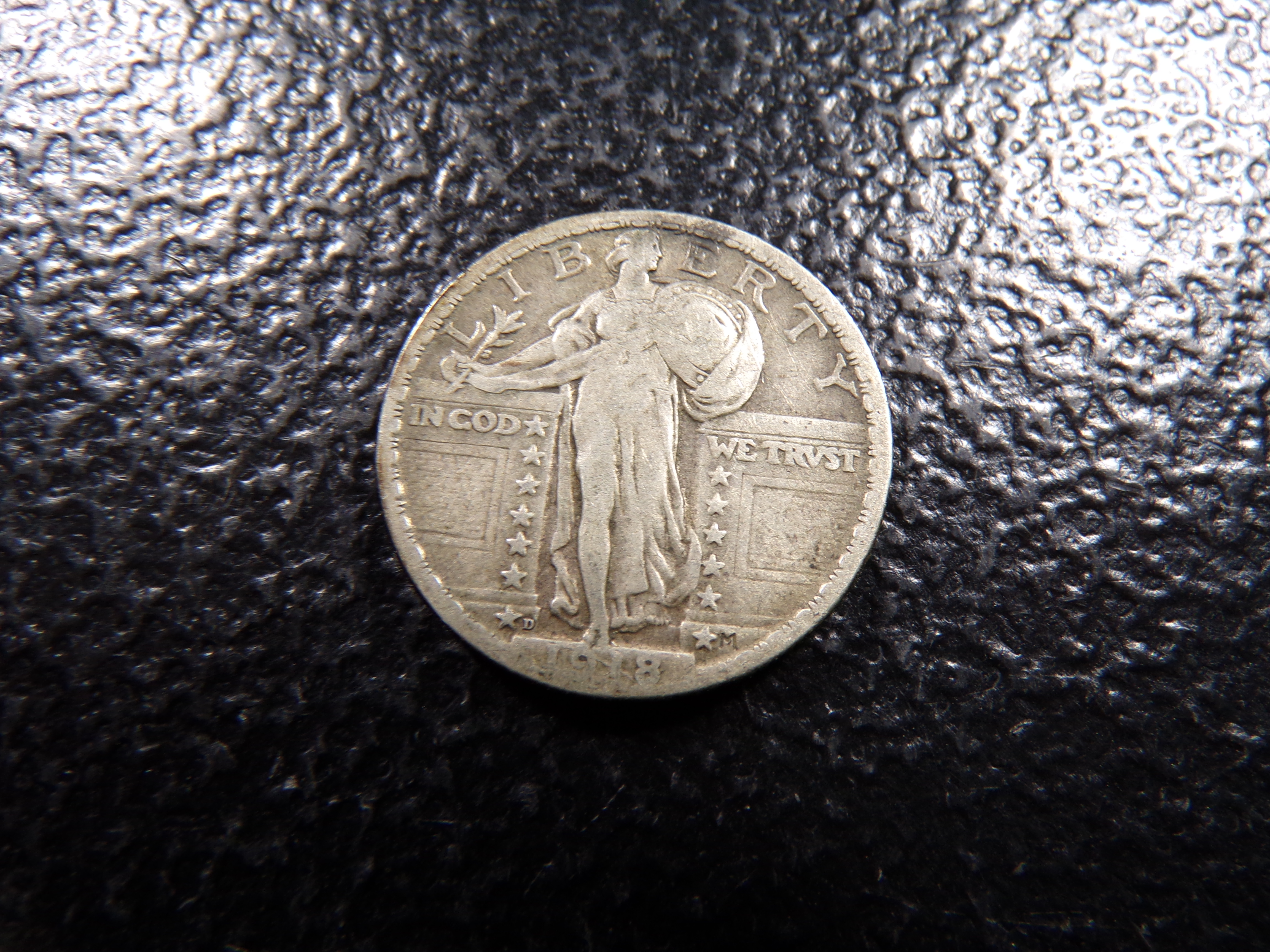 1918-D RARE DATE STANDIMG LIBERTY SILVER QUARTER