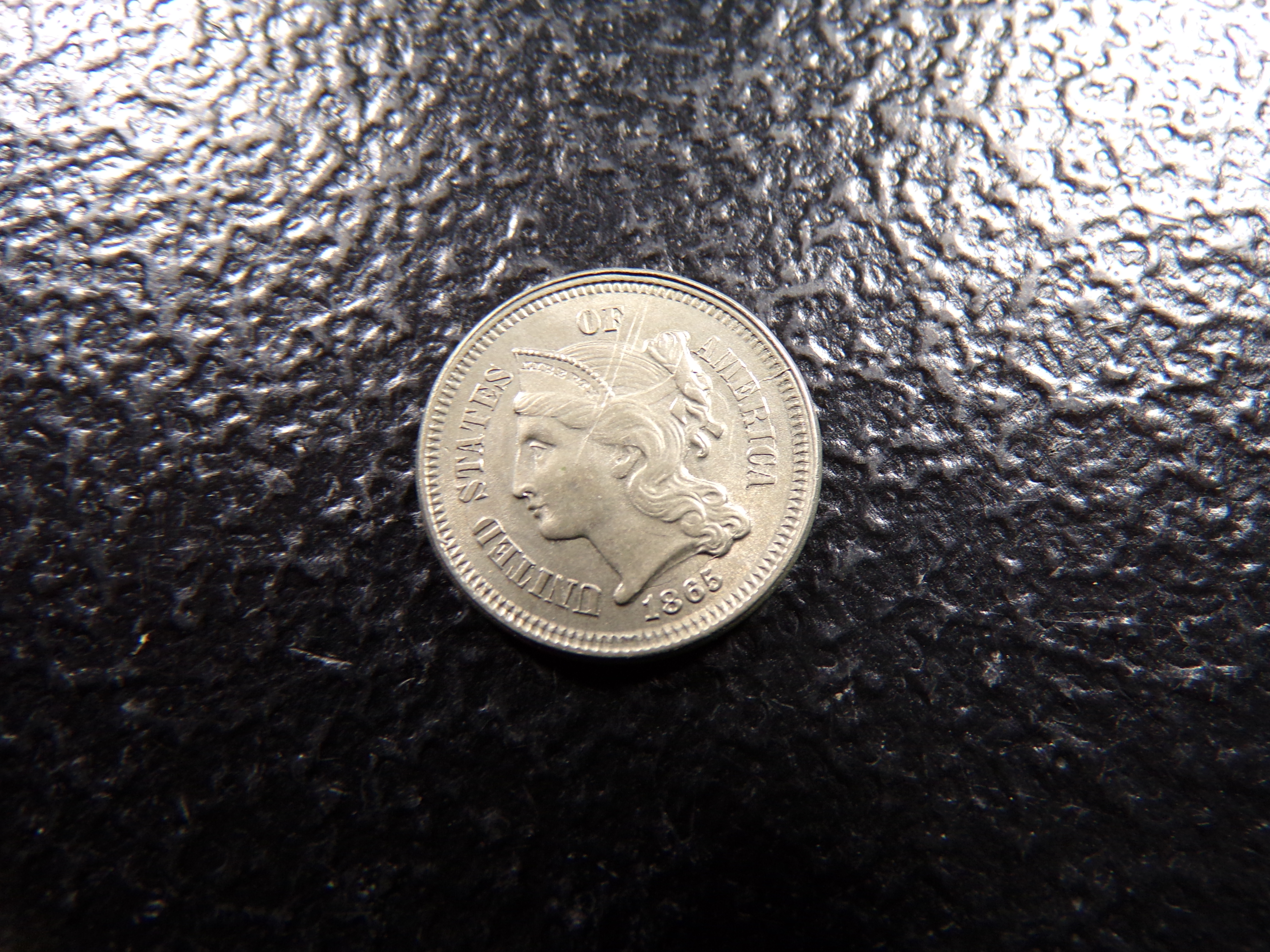 1865 HIGH GRADE THREE CENT NICKEL