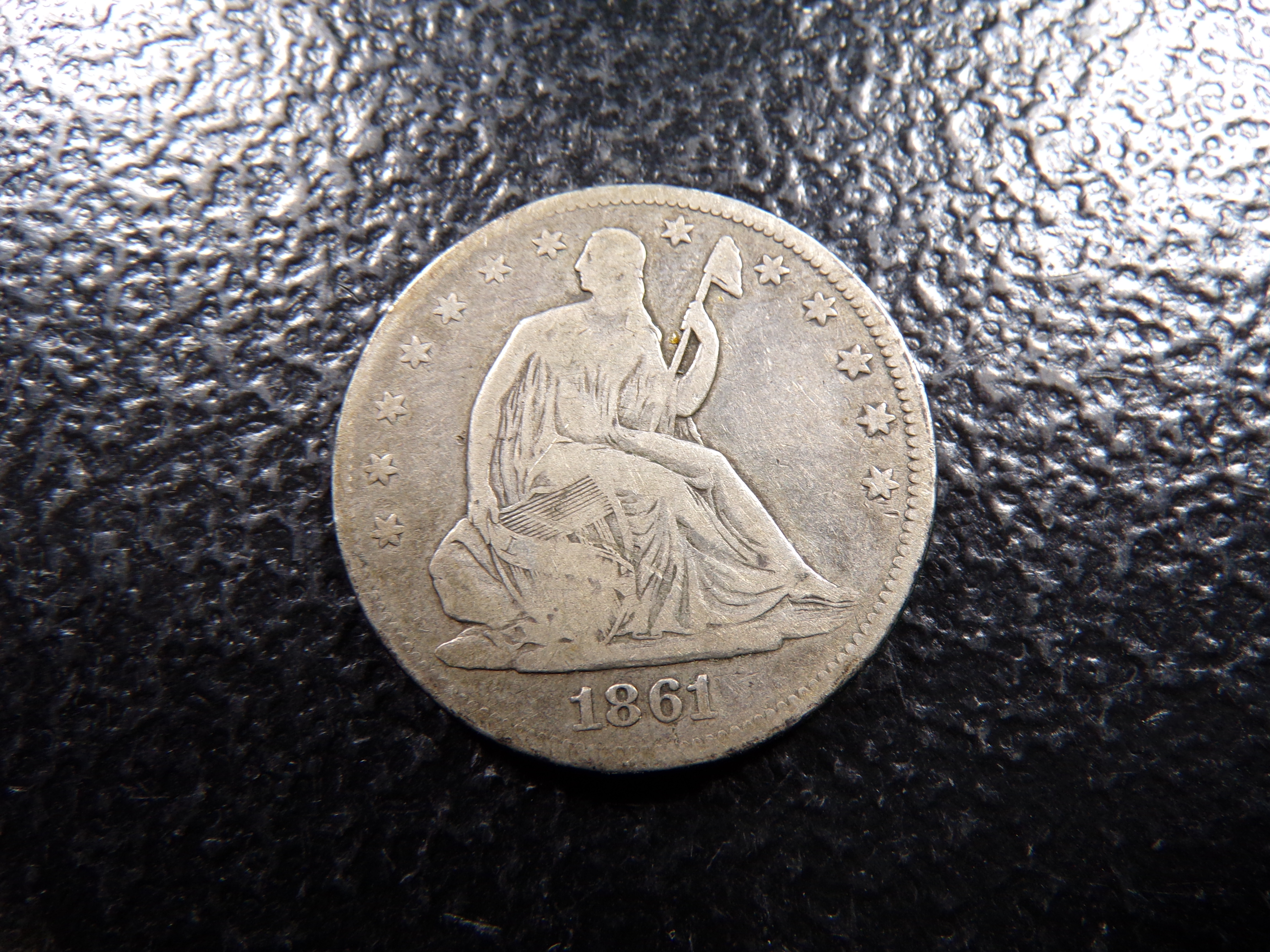 1861 SEATED LIBERTY SILVER HALF DOLLAR