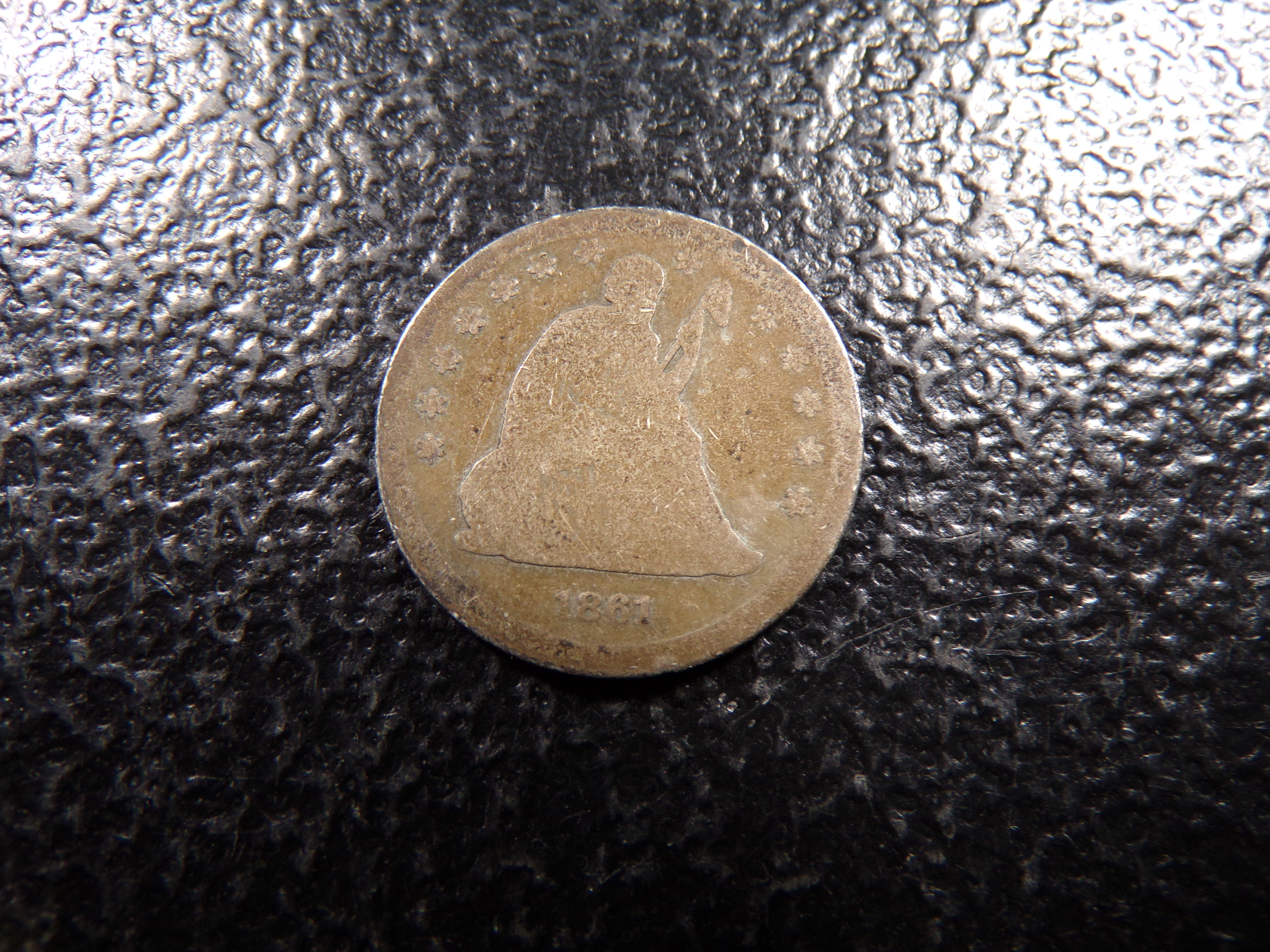1861 SEATED LIBERTY SILVER QUARTER