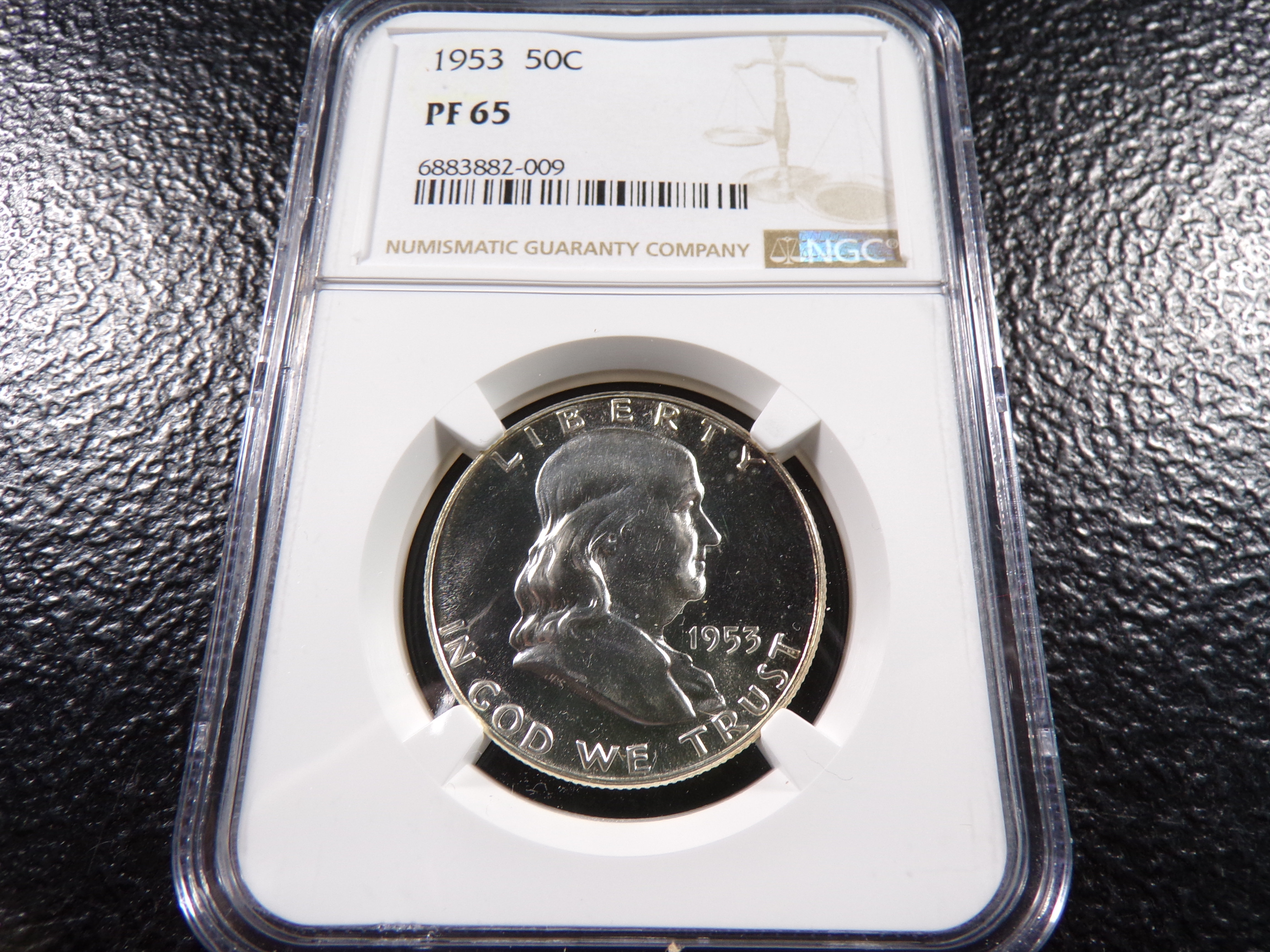 1953 NGC PF65 FRANKLIN SILVER PROOF HALF DOLLAR