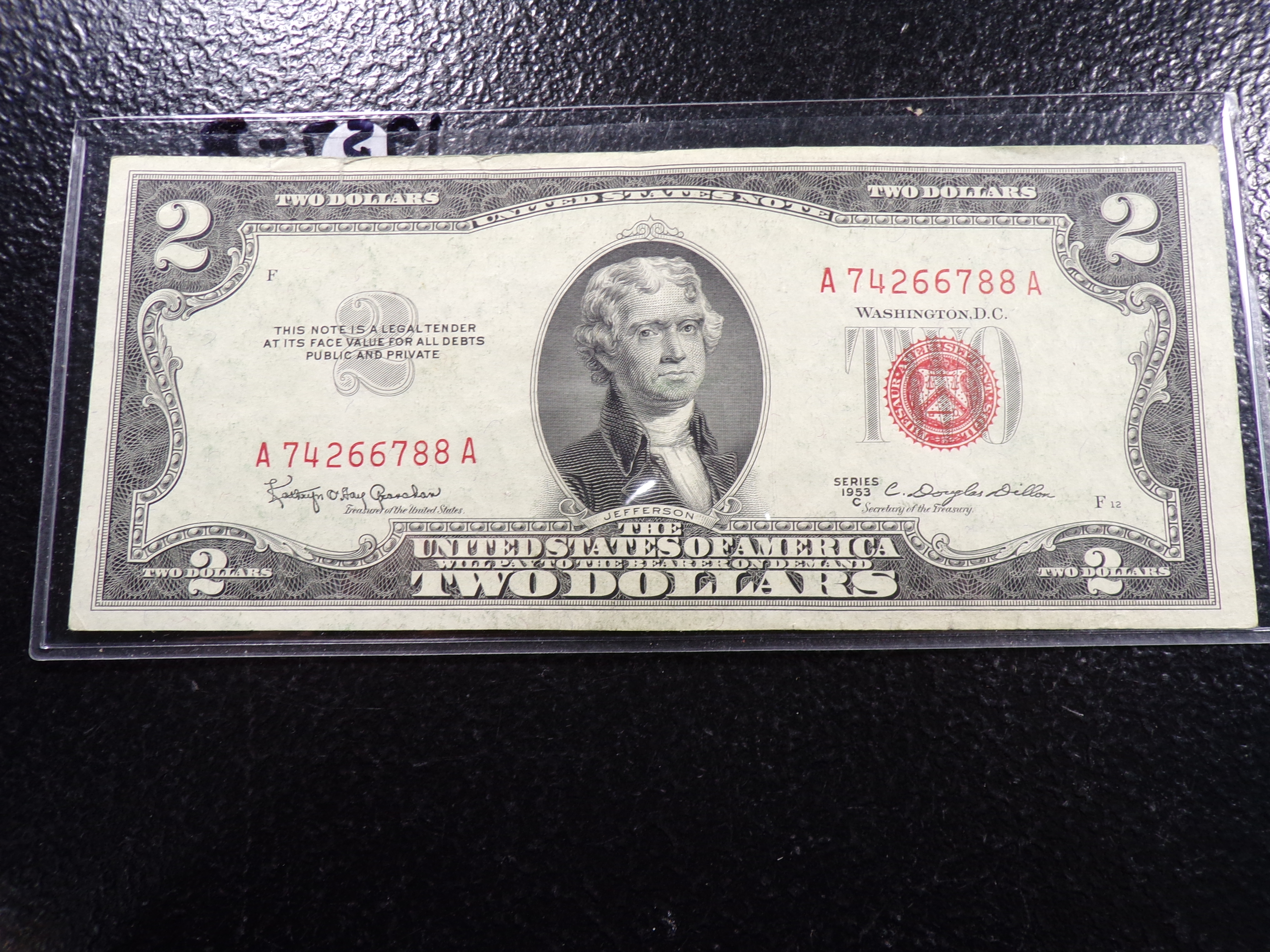 1953-C RED SEAL $2 UNITED STATES NOTE