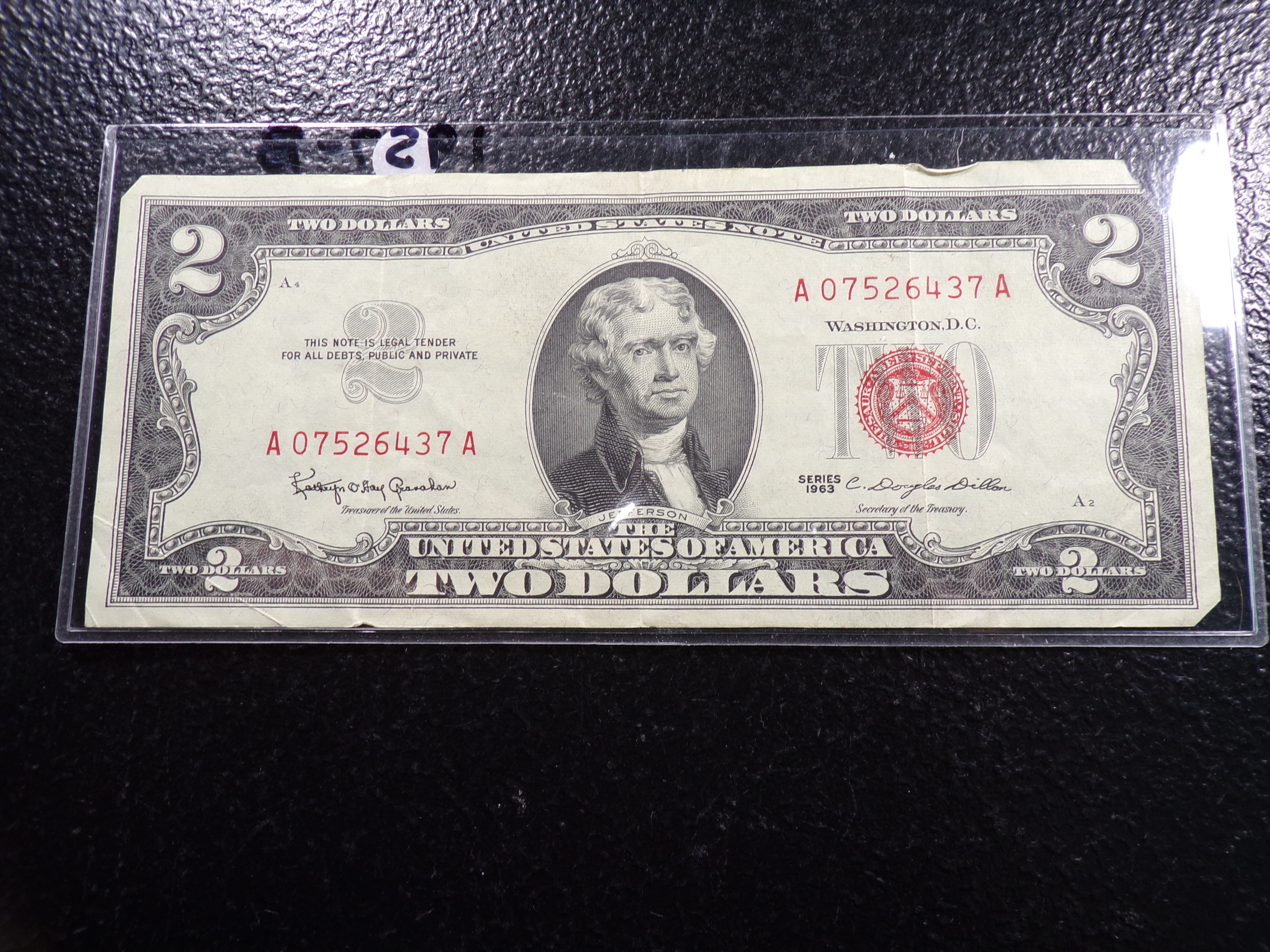 1963 RED SEAL $2 UNITED STATES NOTE