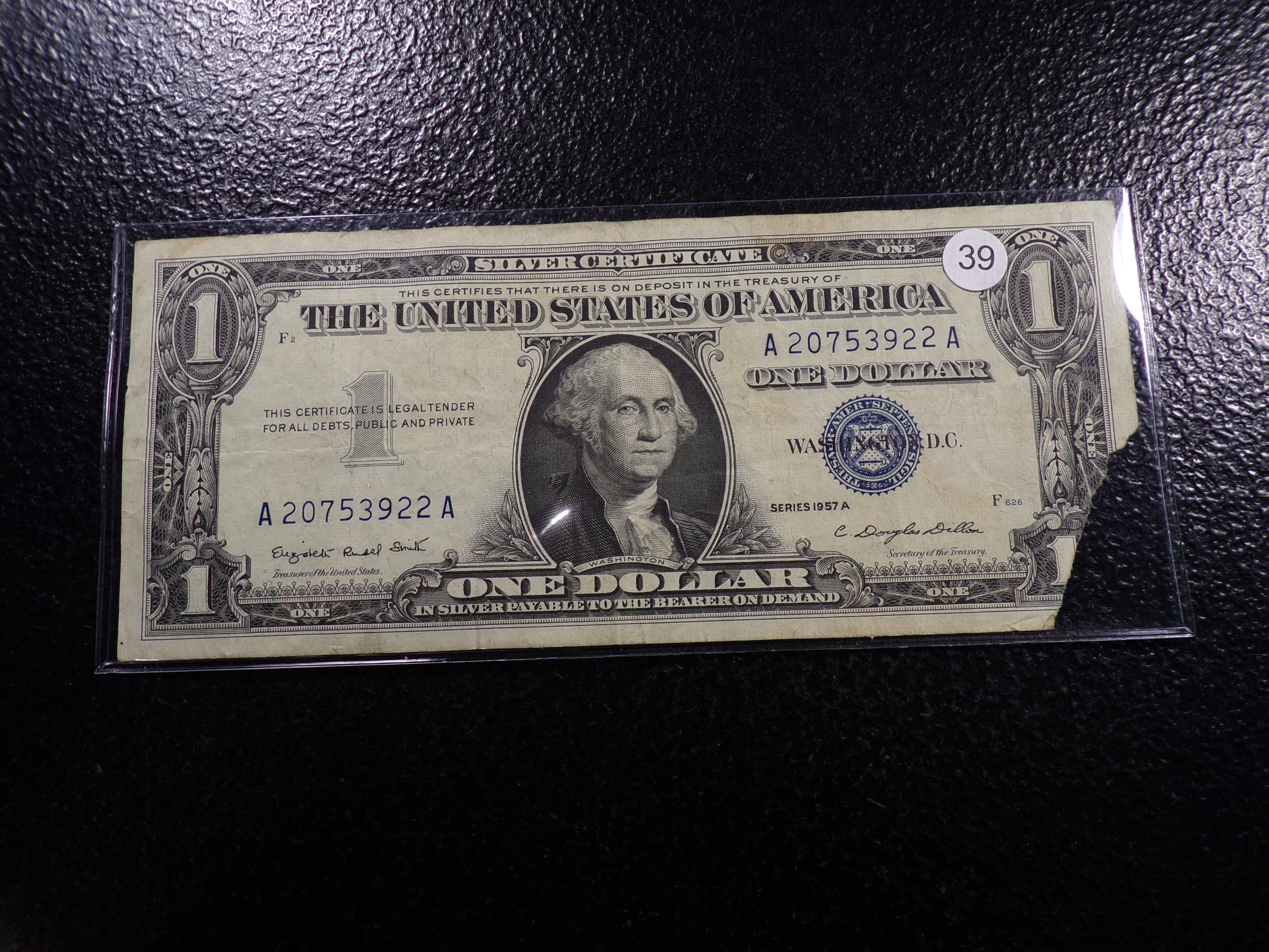 1957-A BLUE SEAL $1 SILVER CERTIFIACTE