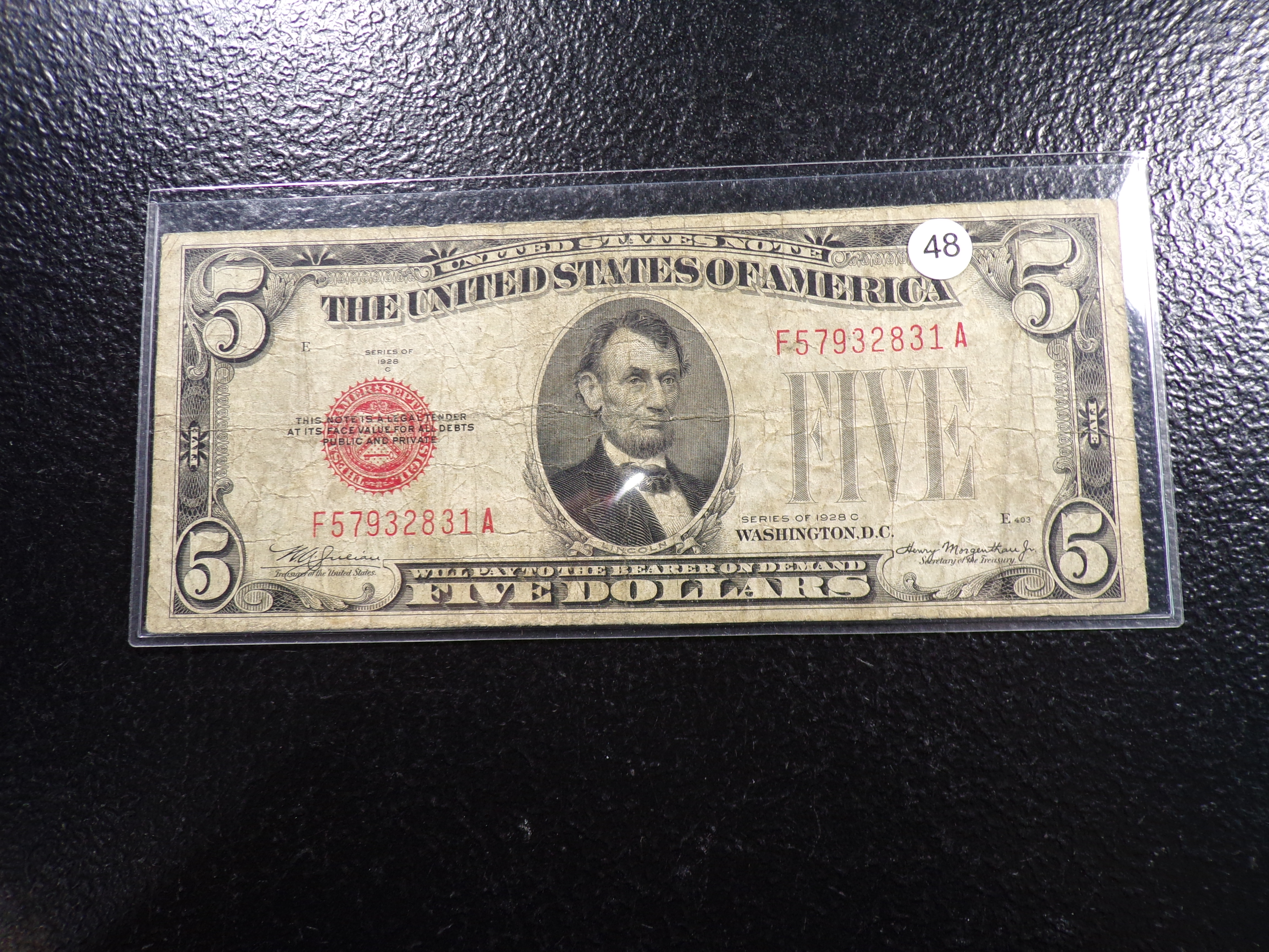 1928-C RED SEAL $5 UNITED STATES NOTE
