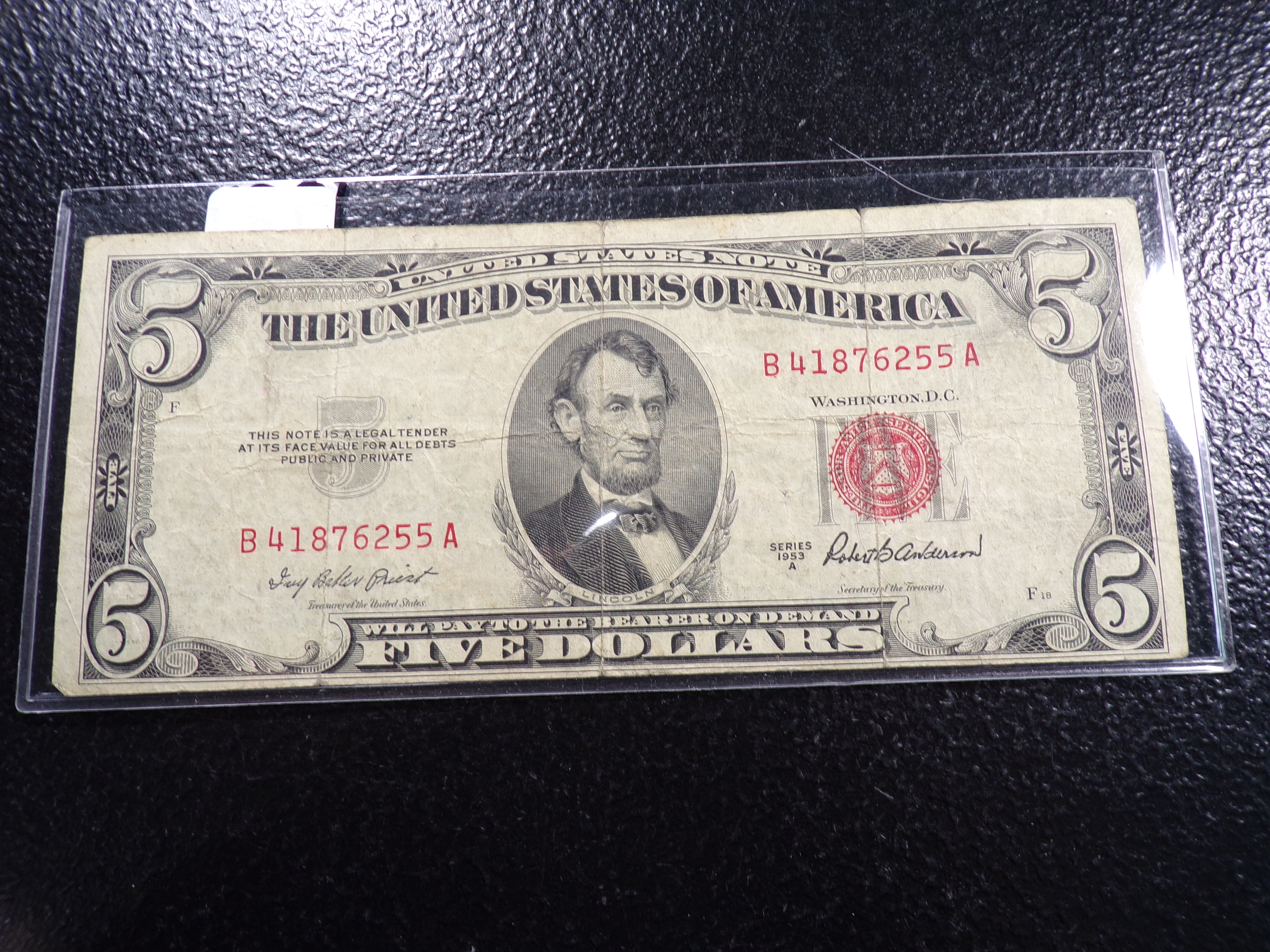 1953-A RED SEAL $5 UNITED STATES NOTE