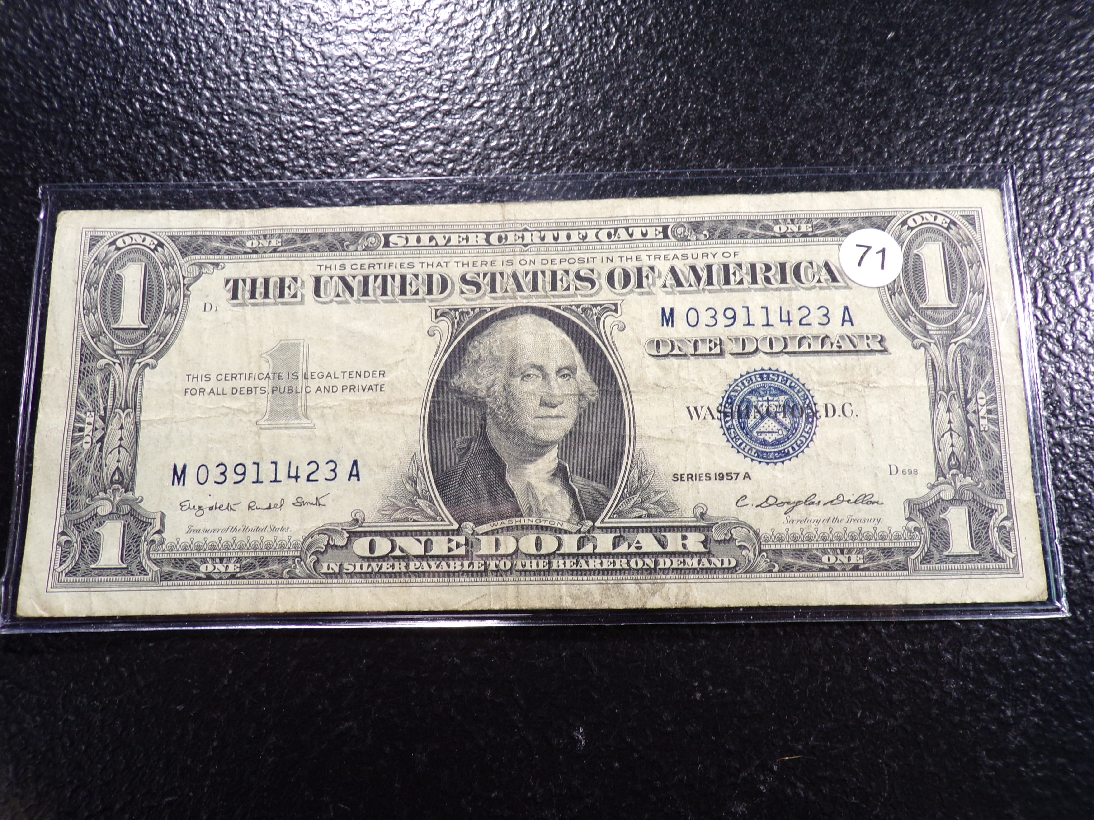 1957-A BLUE SEAL $1 SILVER CERTIFIACTE