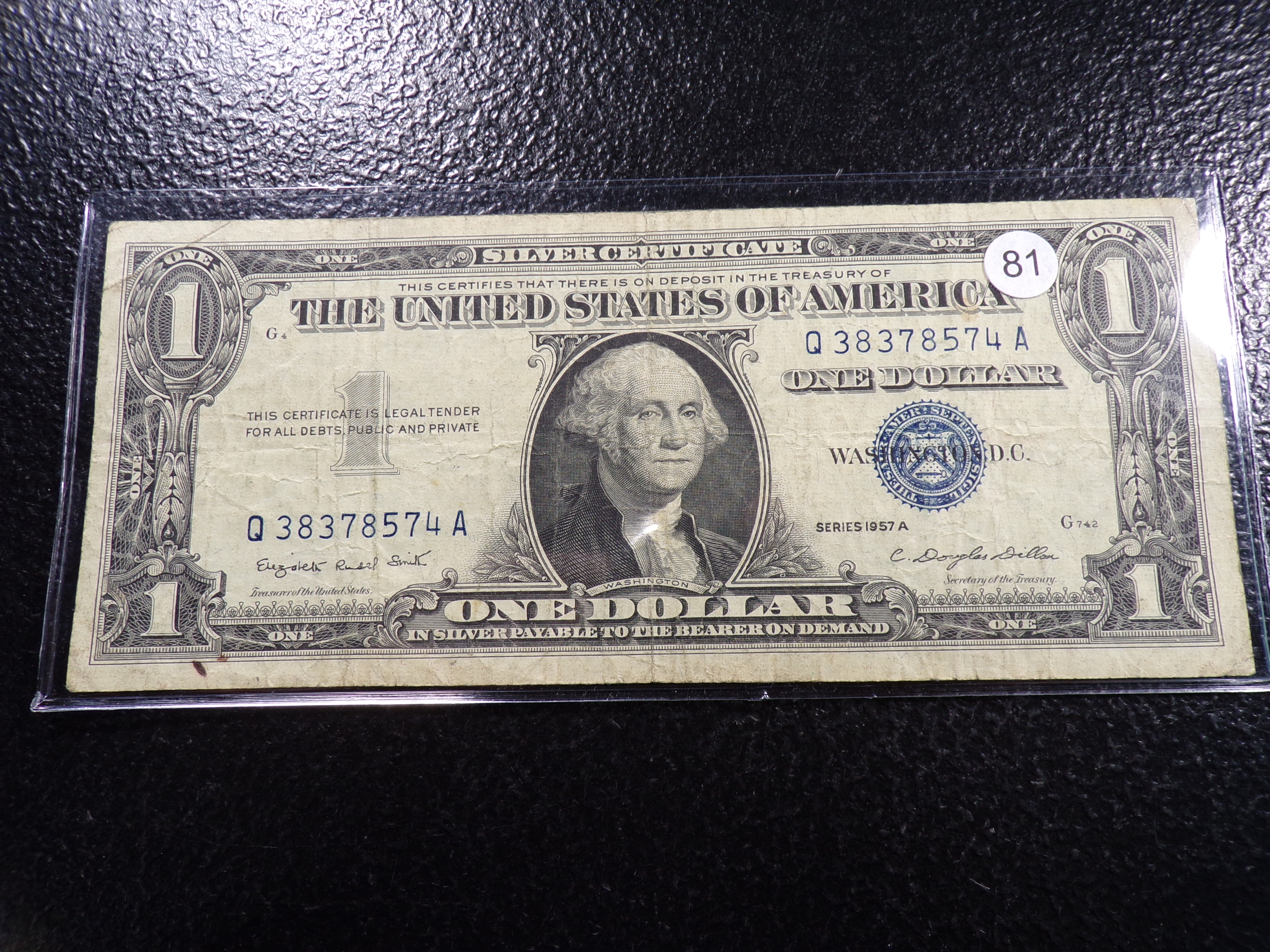 1957-A BLUE SEAL $1 SILVER CERTIFIACTE