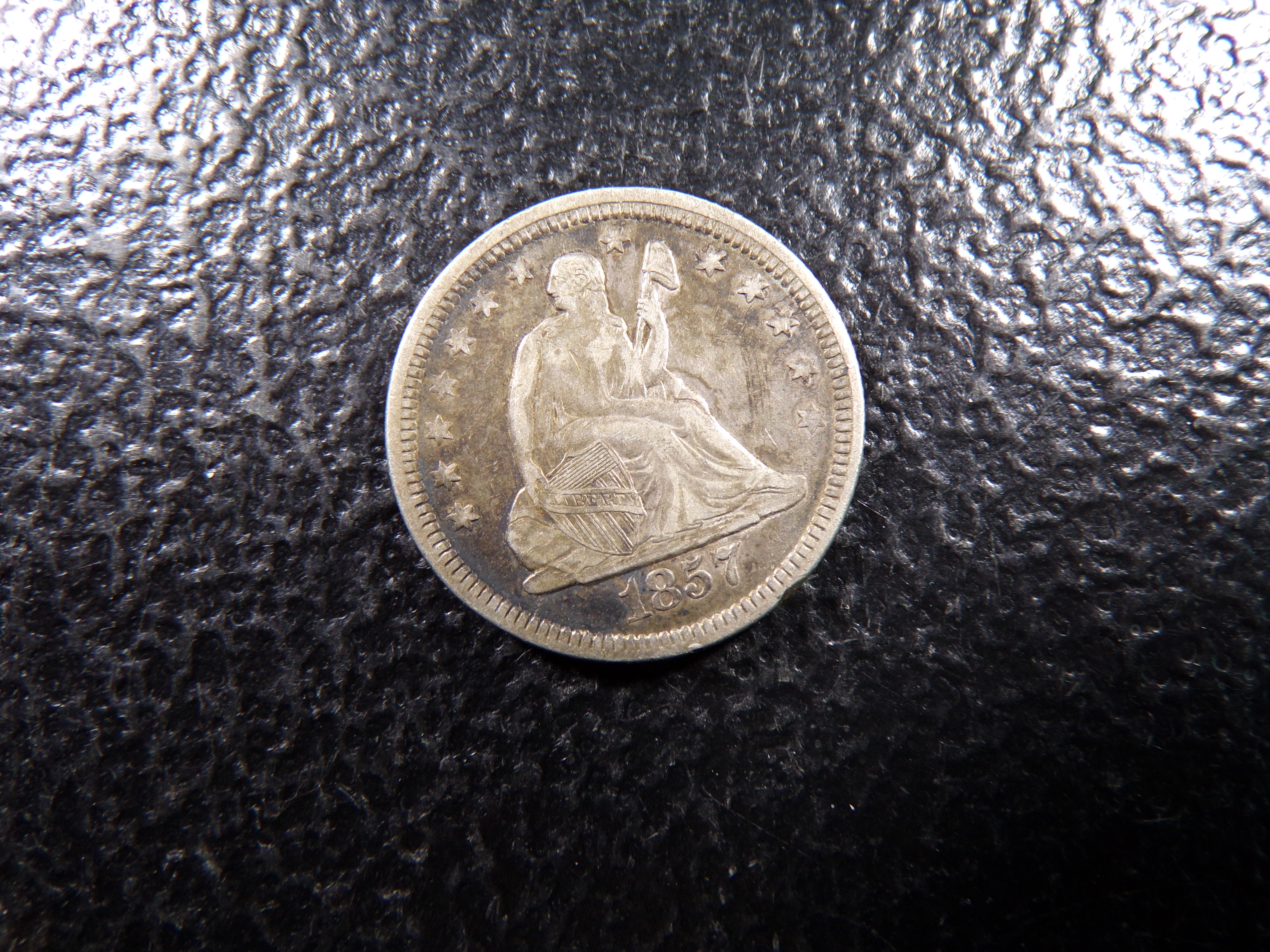 1857 SEATED LIBERTY SILVER QUARTER