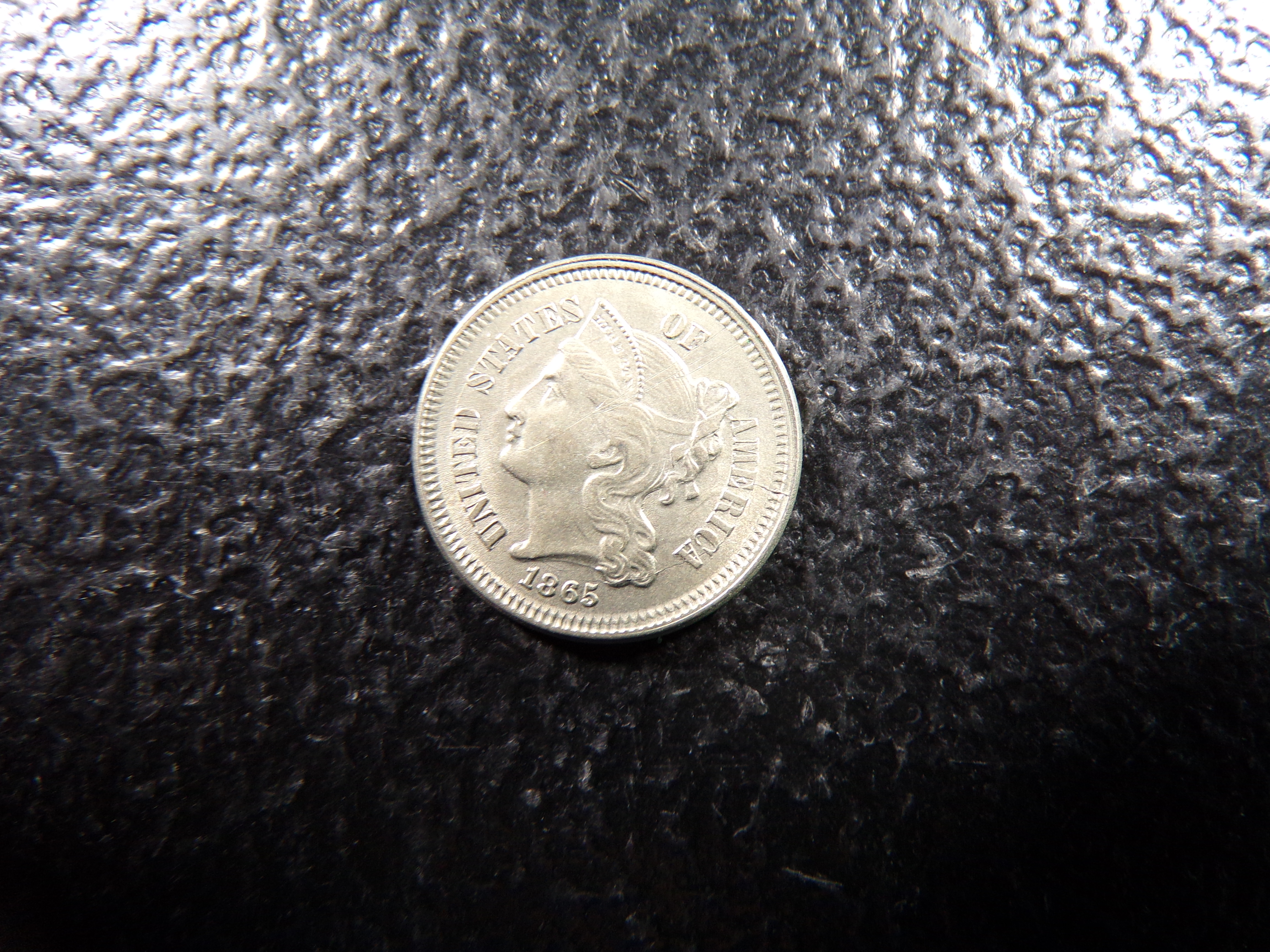 1865 HIGH GRADE THREE CENT NICKEL