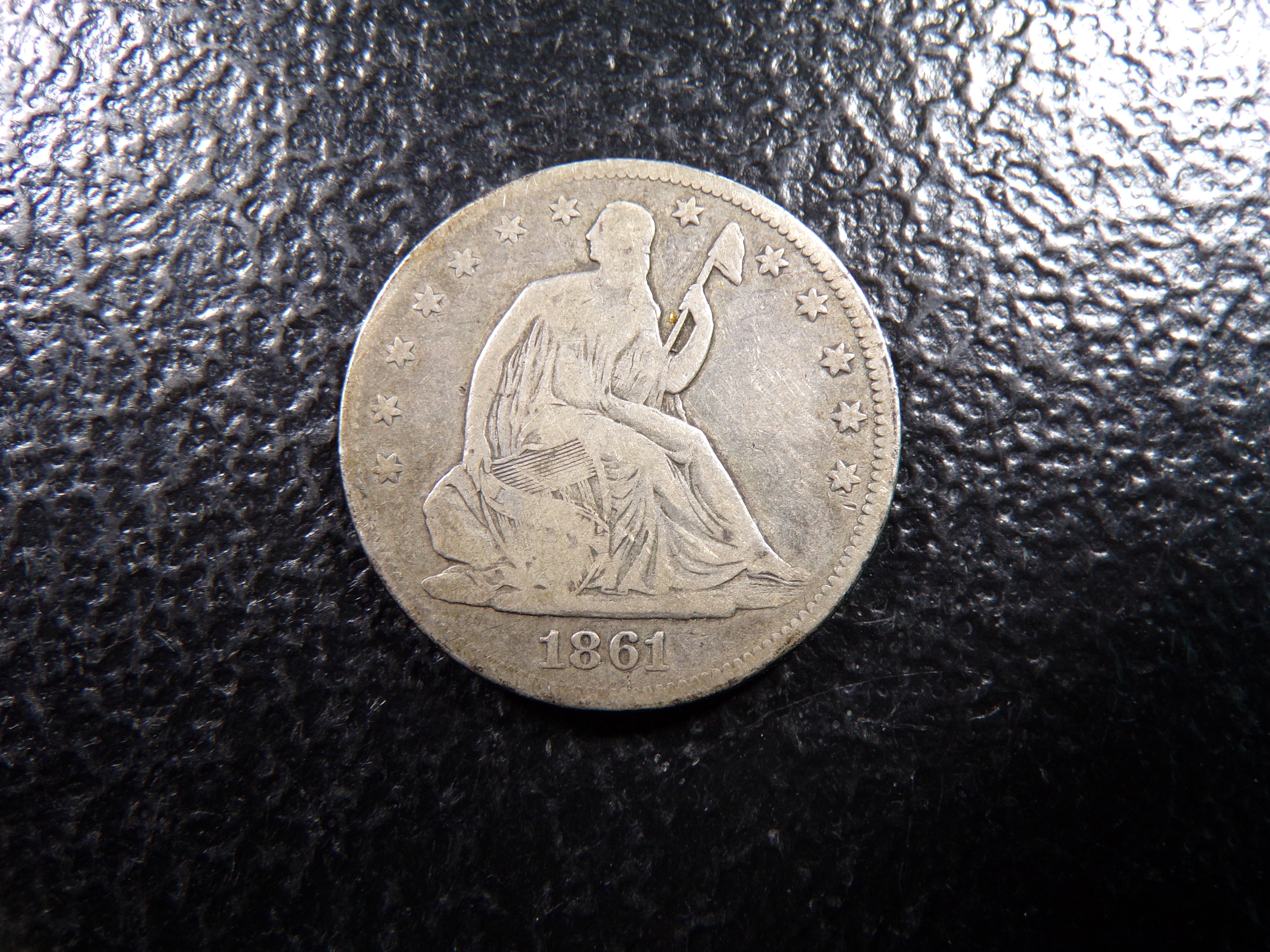 1861 SEATED LIBERTY SILVER HALF DOLLAR