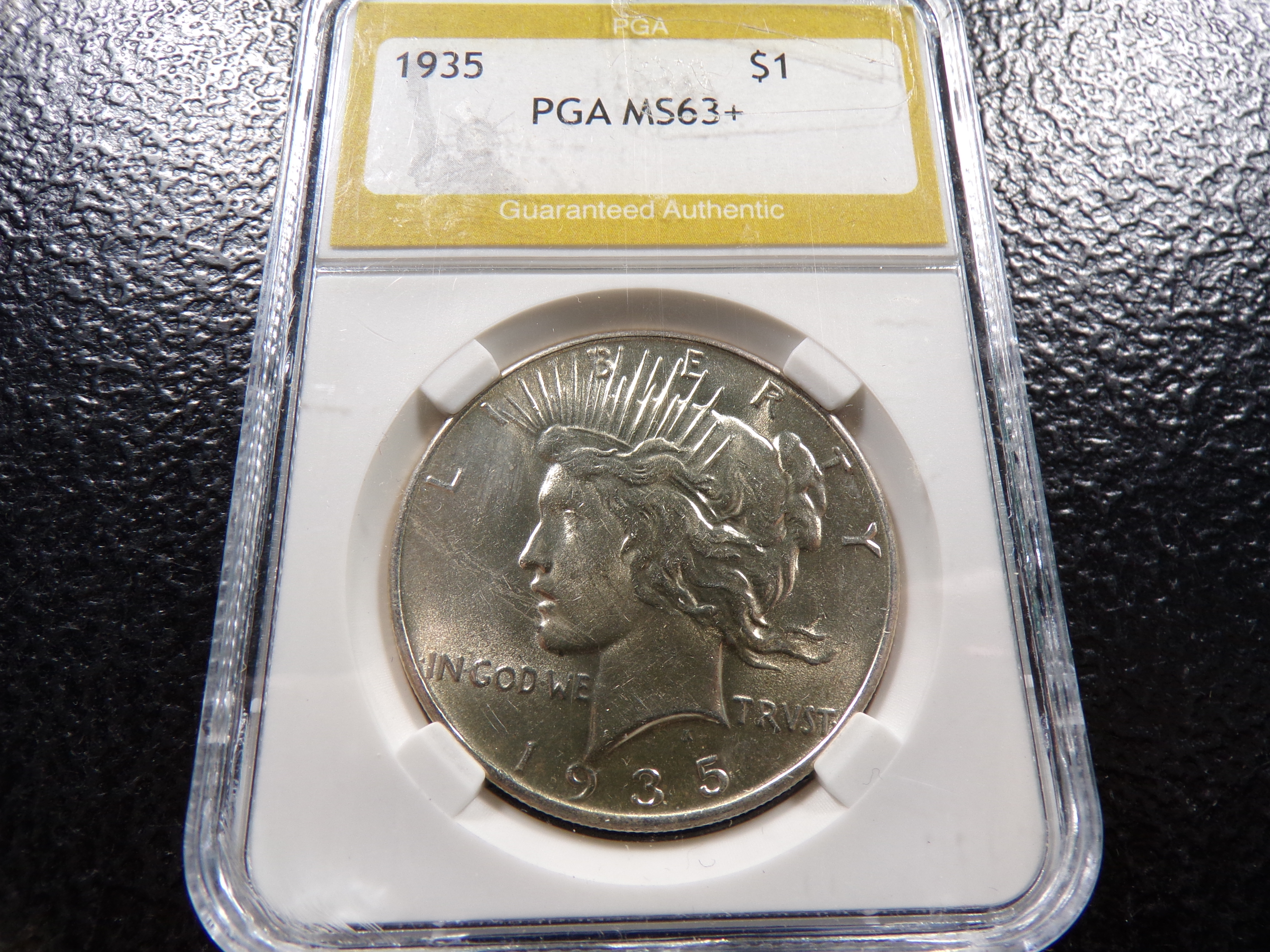 1935 Pga ms63+ Peace Silver Dollar