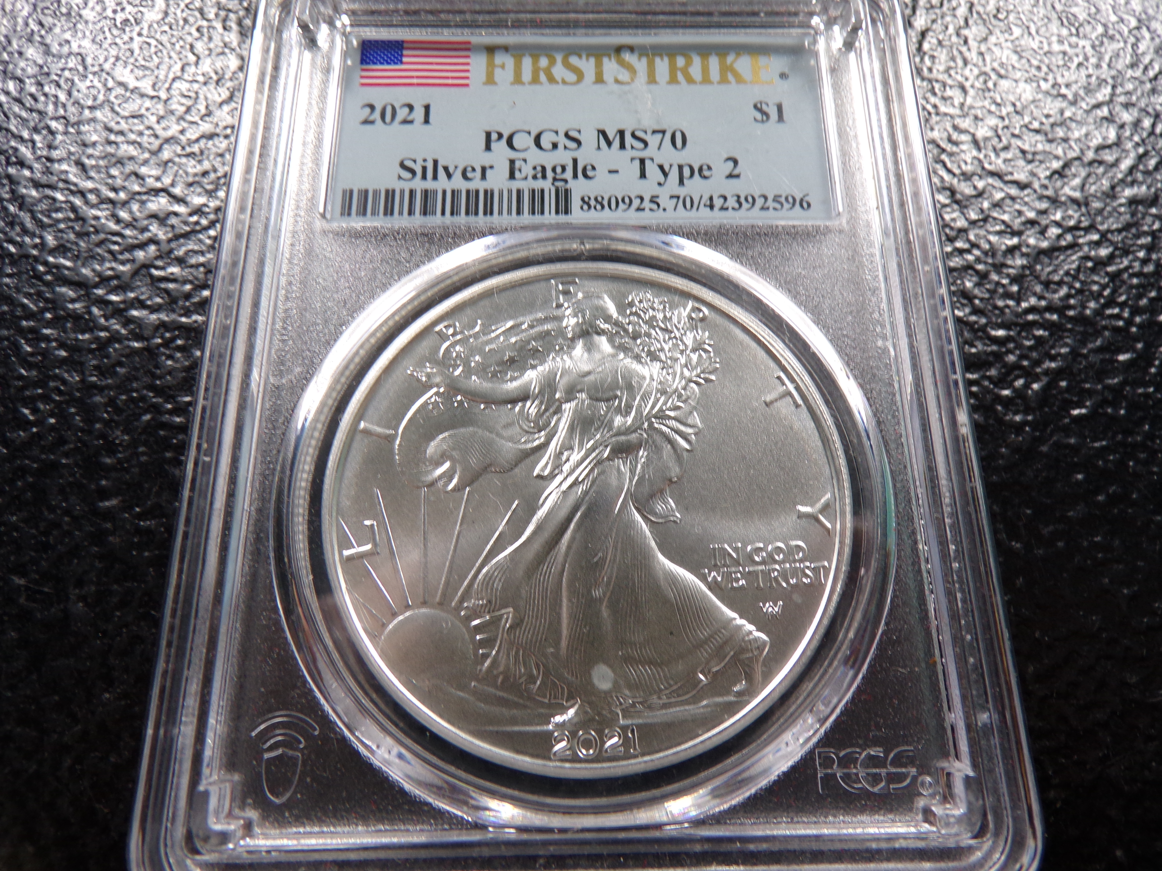 2021 PCGS MS70 TYPE 2 AMERICAN SILVER EAGLE DOLLAR