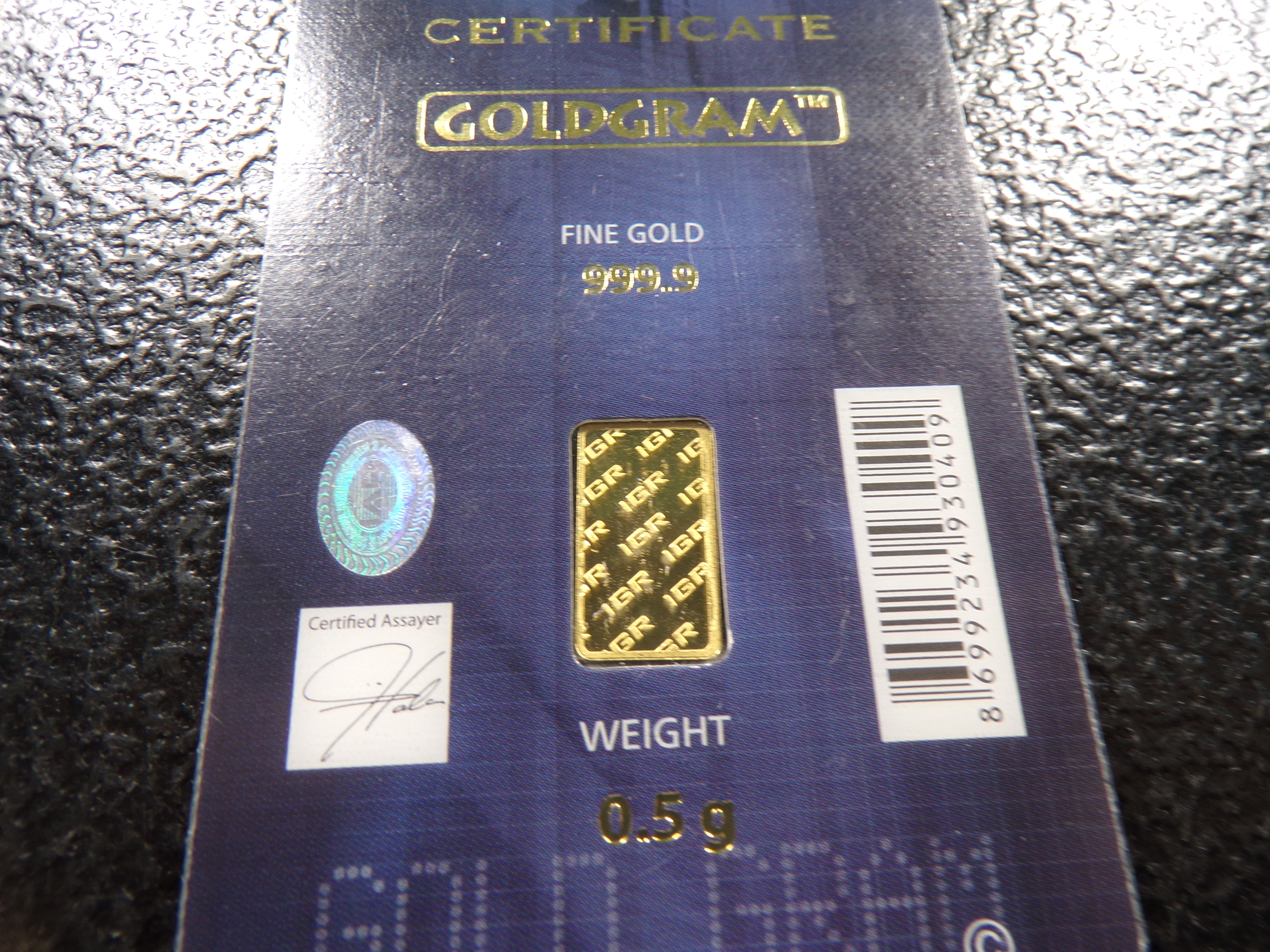 IGR GOLDGRAM 0.5 GRAM 999.9 FINE GOLD BAR