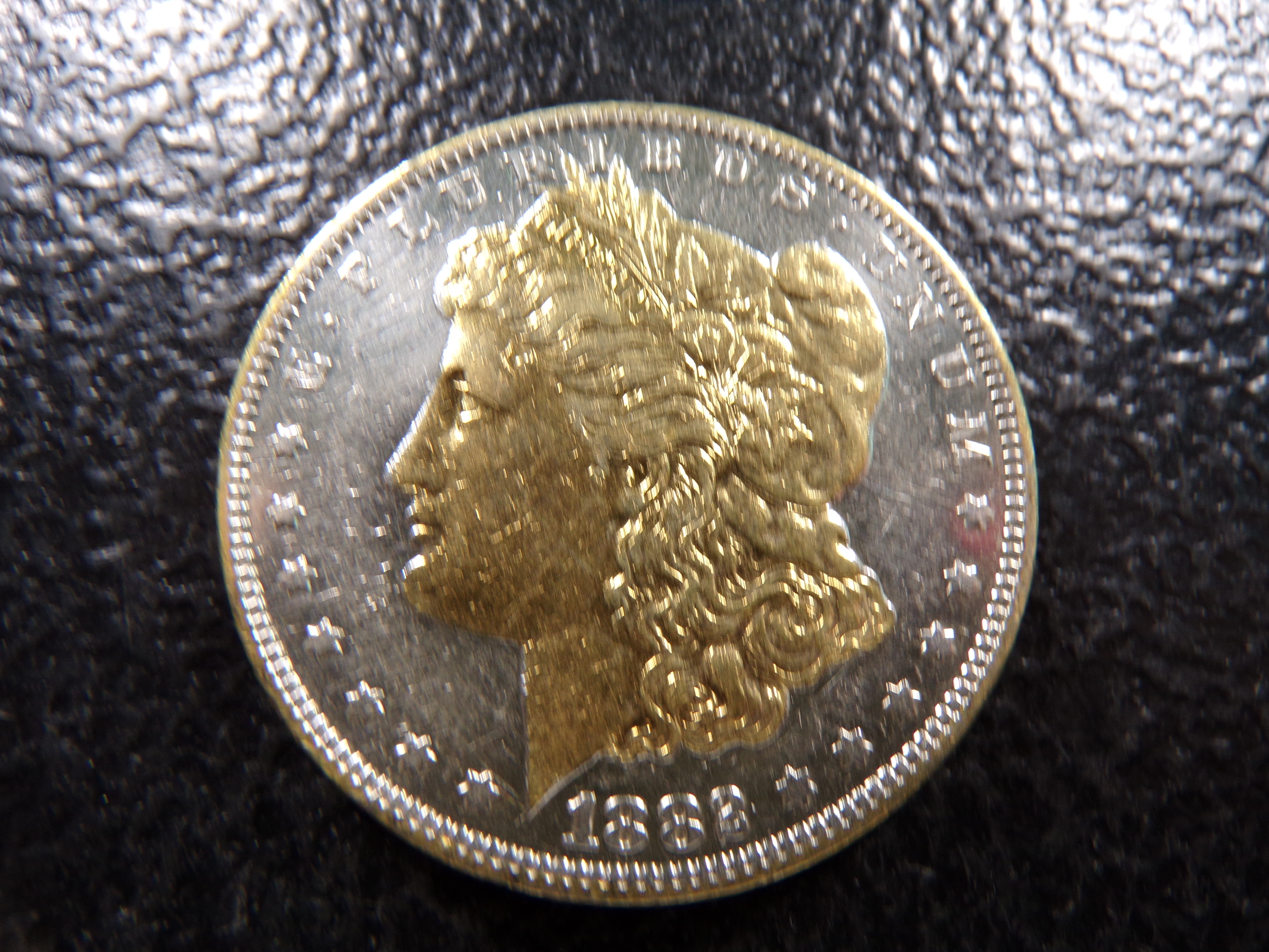 1882-O GOLD COLOR ENHANCED MORGAN SILVER DOLLAR
