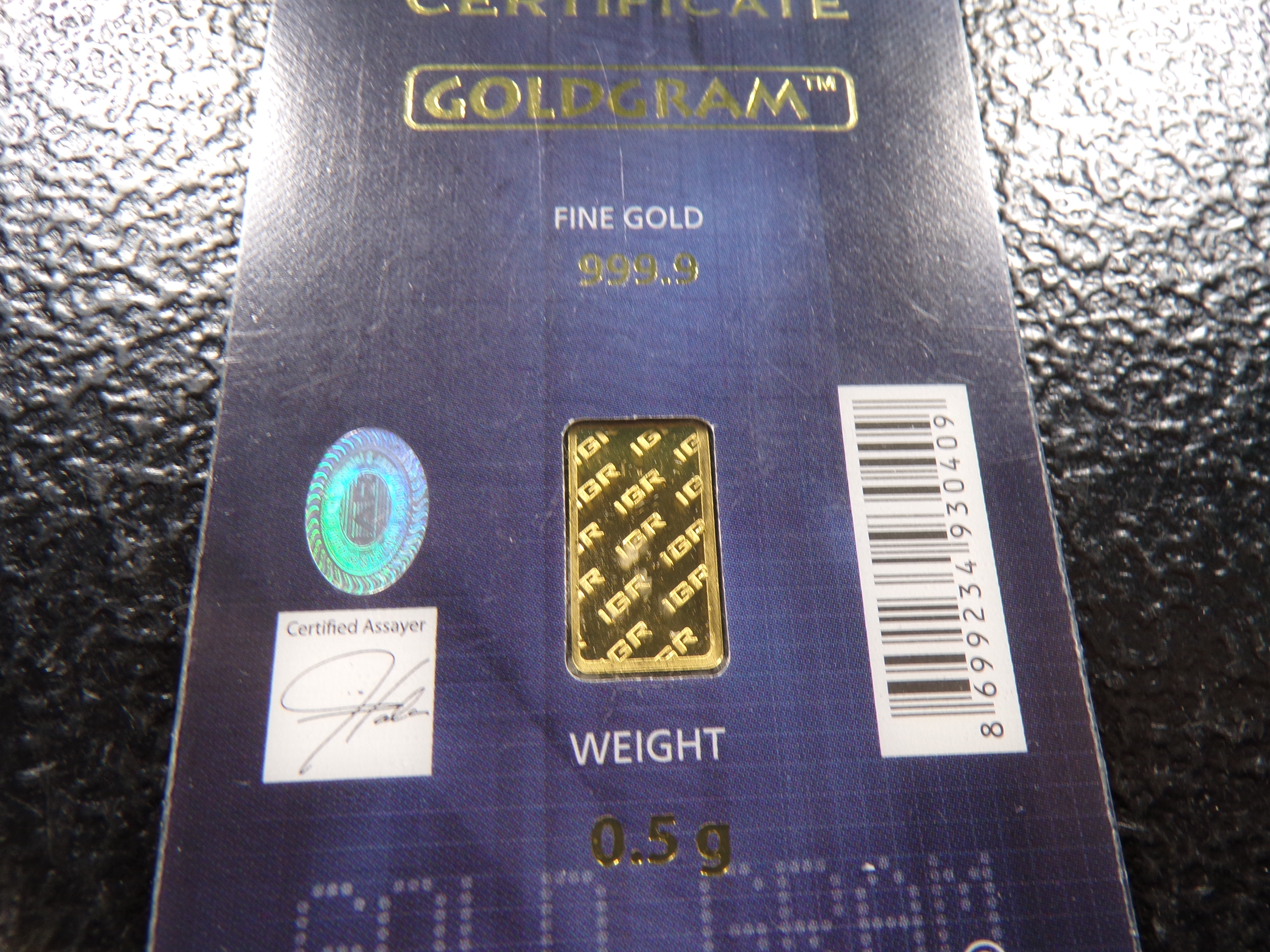 IGR GOLDGRAM 0.5 GRAM 999.9 FINE GOLD BAR